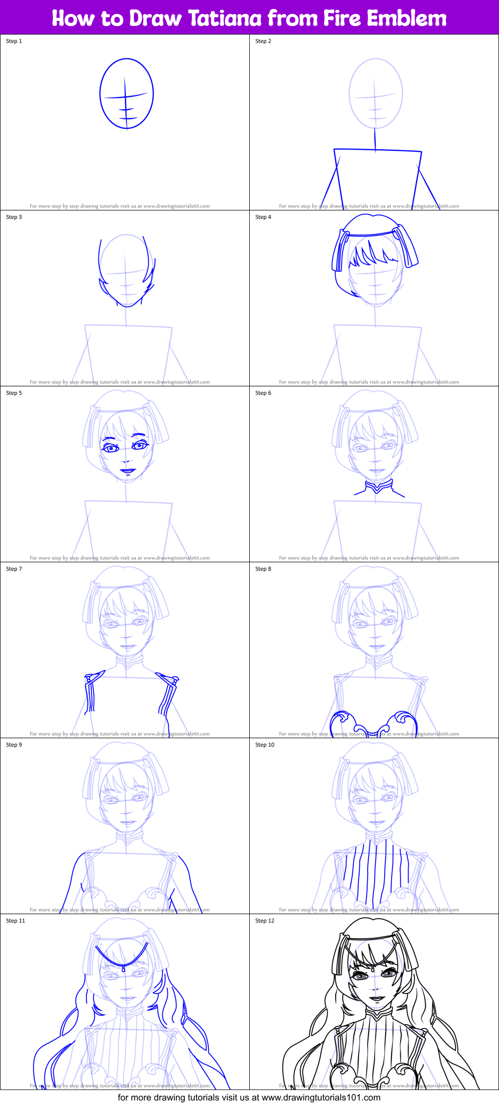 How to Draw Tatiana from Fire Emblem Printable Step by Step