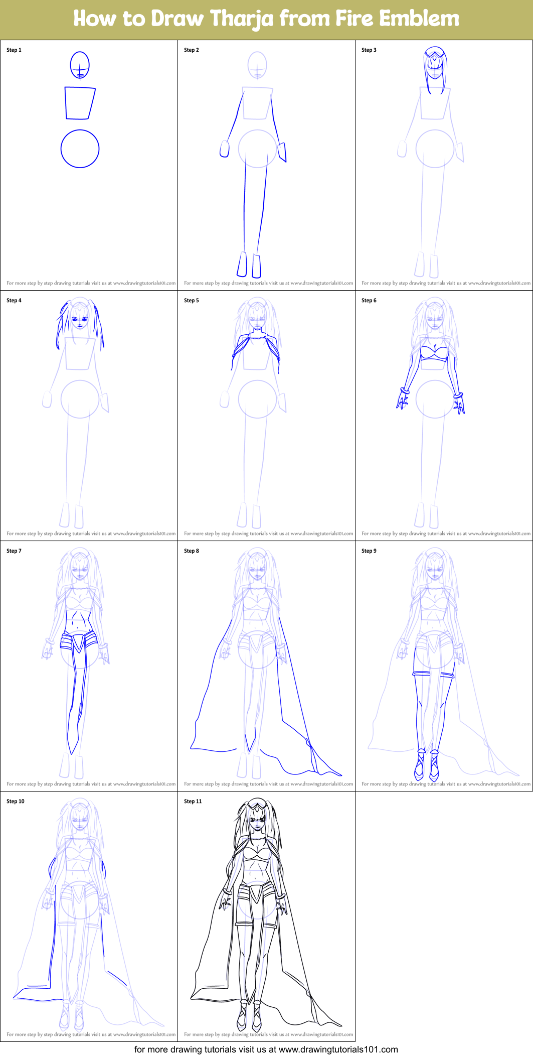 How to Draw Tharja from Fire Emblem Printable Step by Step