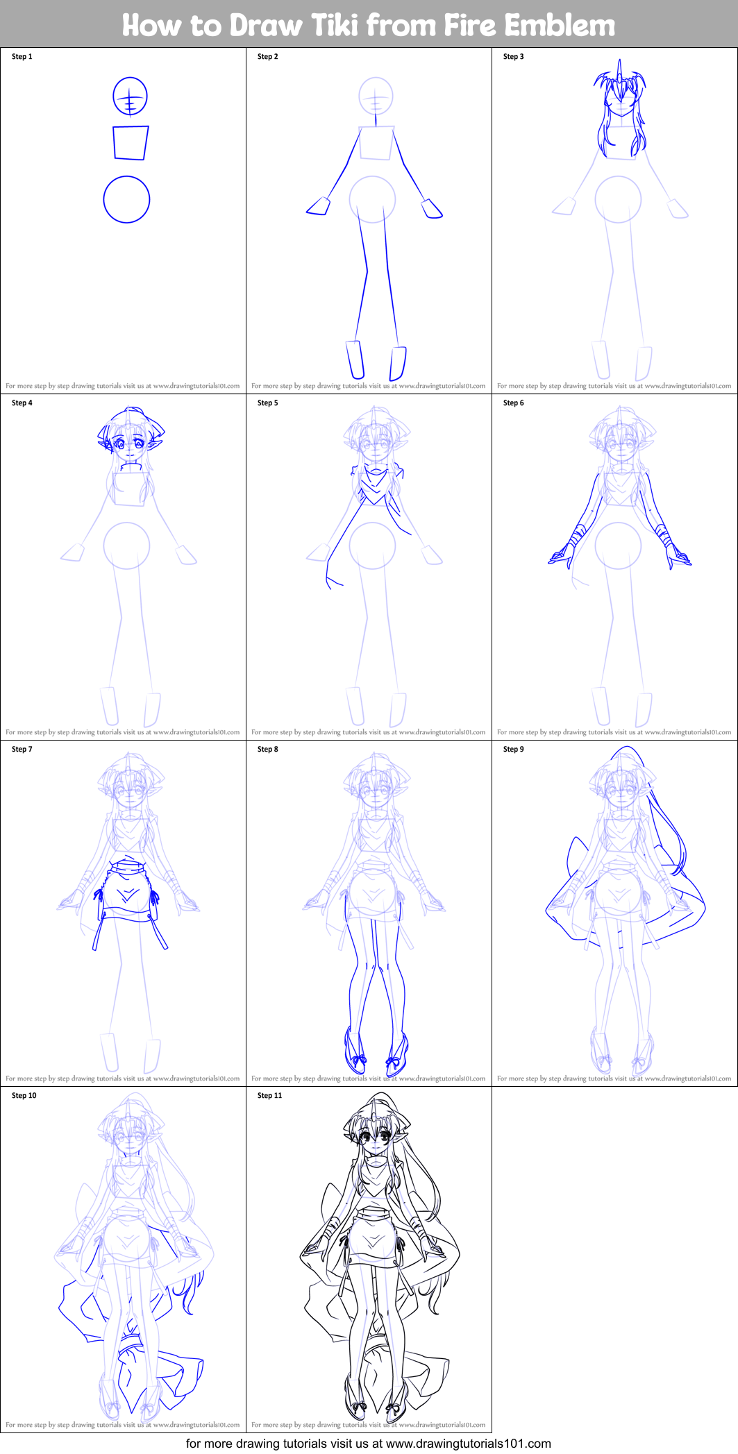How to Draw Tiki from Fire Emblem Printable Step by Step