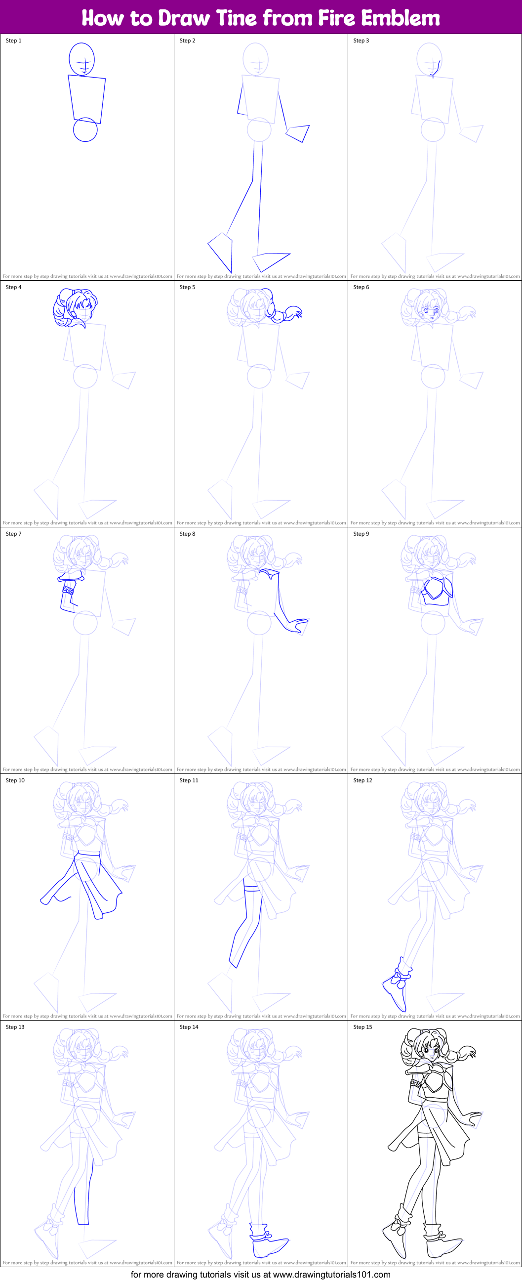 How to Draw Tine from Fire Emblem Printable Step by Step