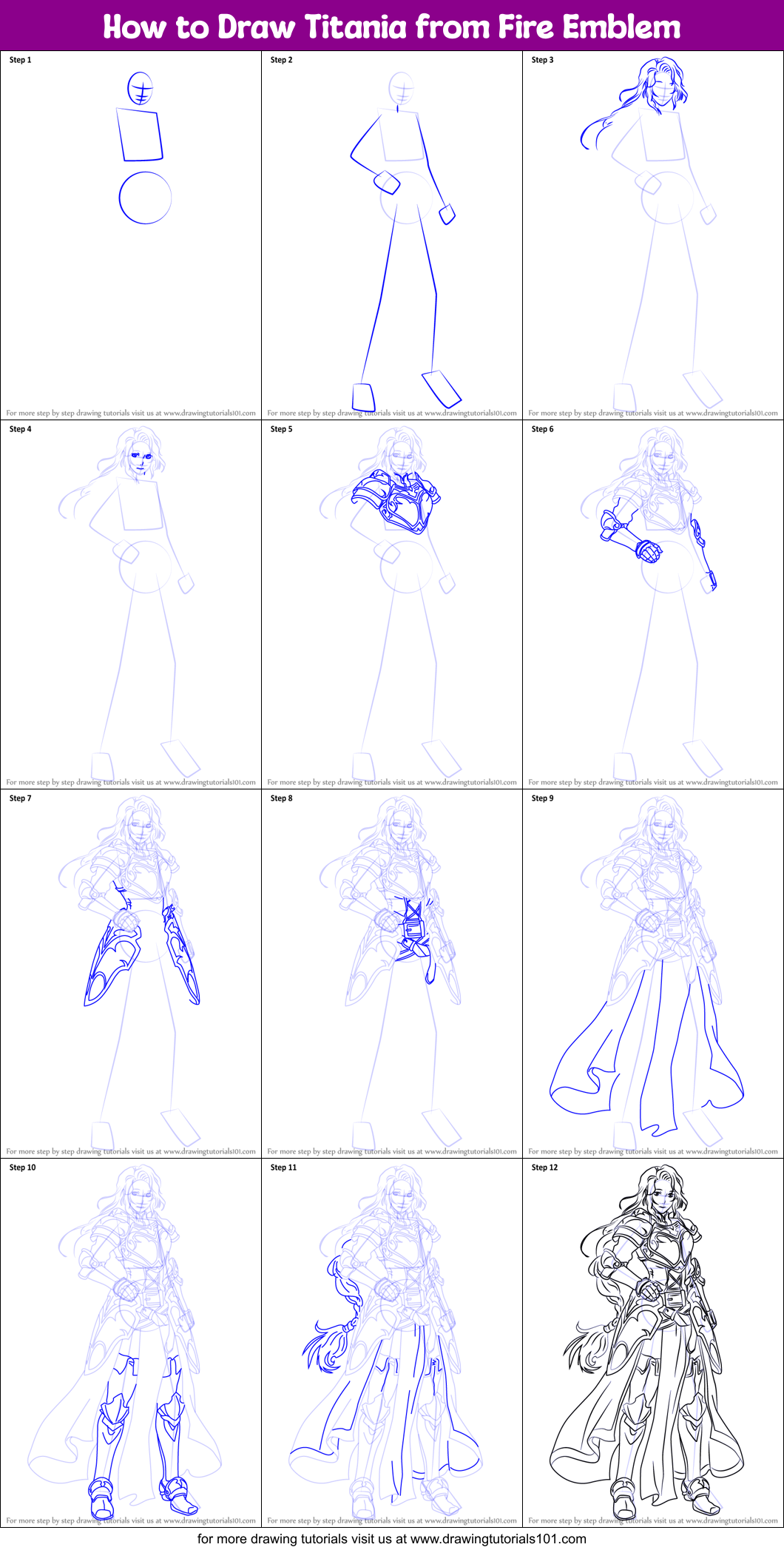 How to Draw Titania from Fire Emblem Printable Step by Step