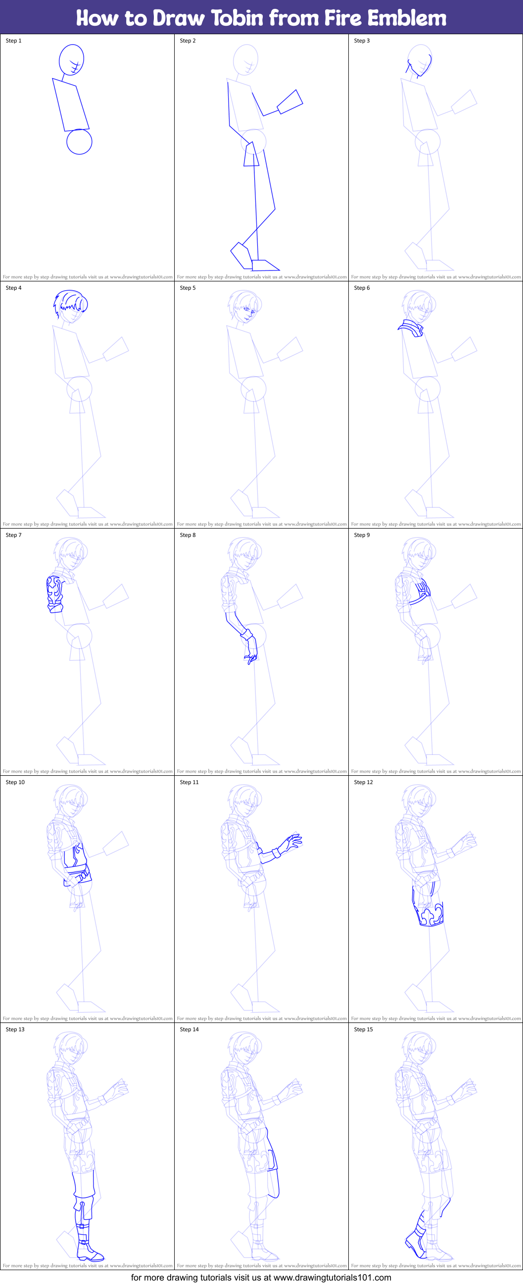 How to Draw Tobin from Fire Emblem Printable Step by Step