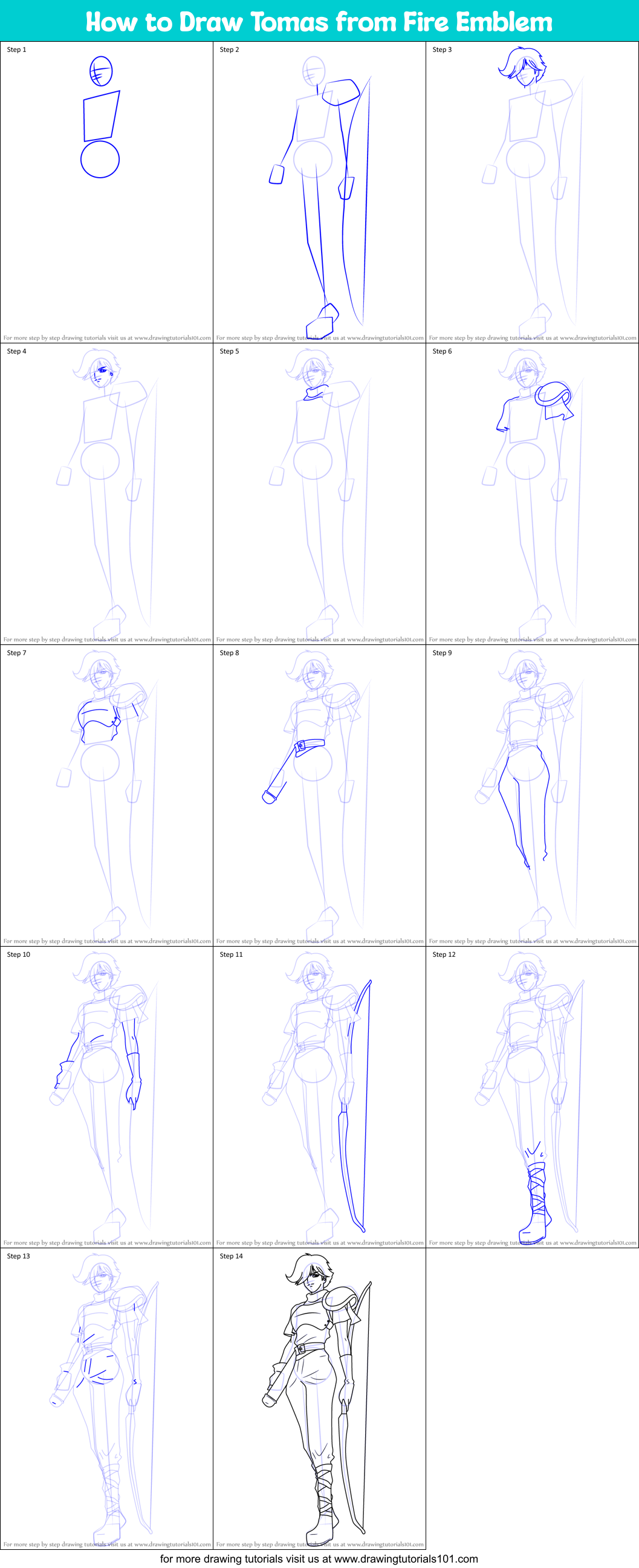 How to Draw Tomas from Fire Emblem Printable Step by Step