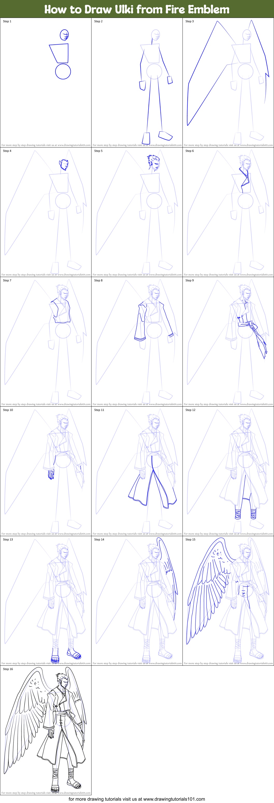 How to Draw Ulki from Fire Emblem Printable Step by Step