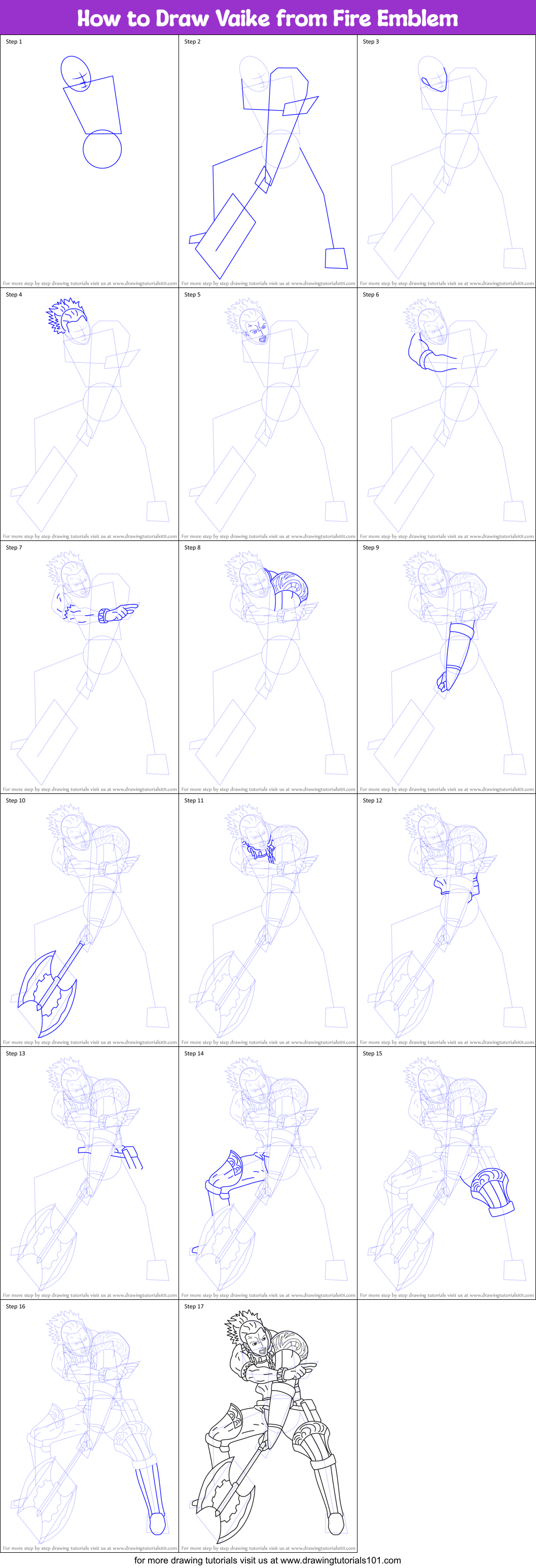 How to Draw Vaike from Fire Emblem Printable Step by Step