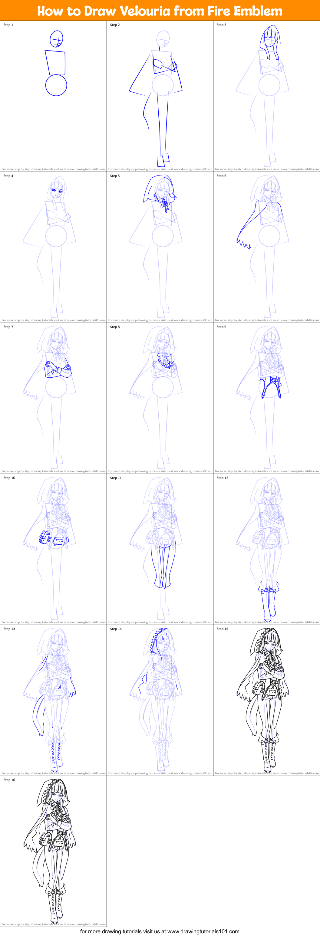 How to Draw Velouria from Fire Emblem Printable Step by Step