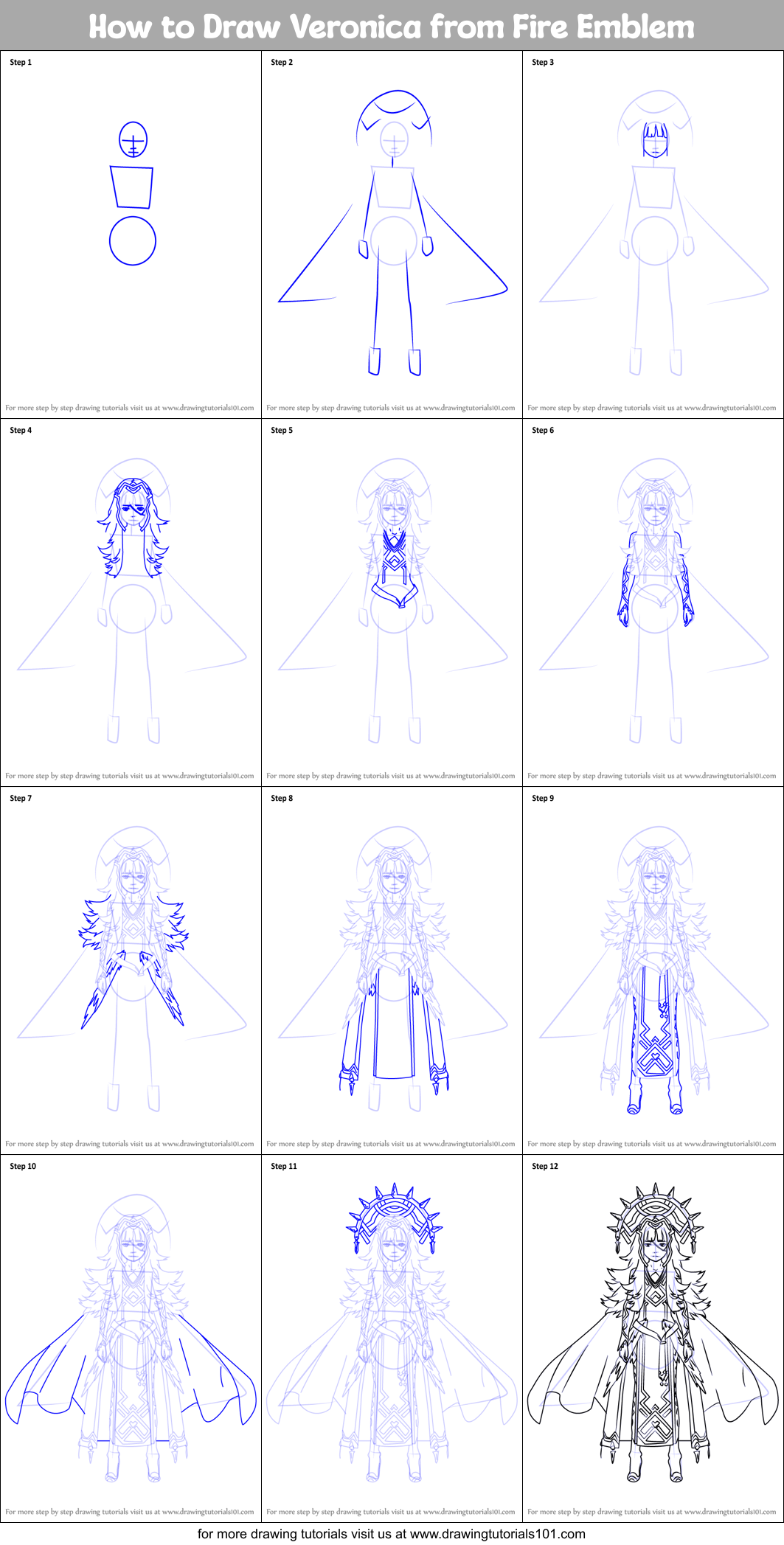 How to Draw Veronica from Fire Emblem Printable Step by Step
