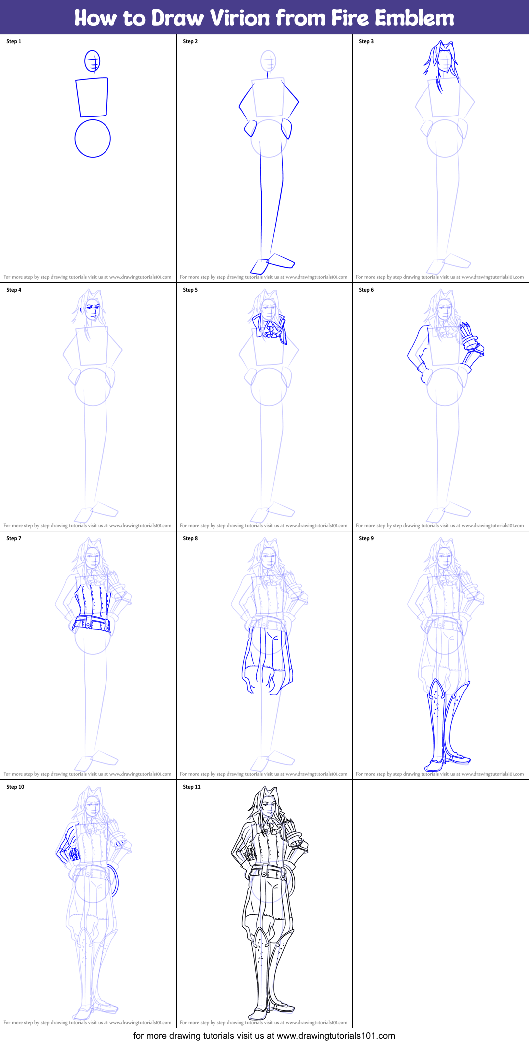 How to Draw Virion from Fire Emblem Printable Step by Step