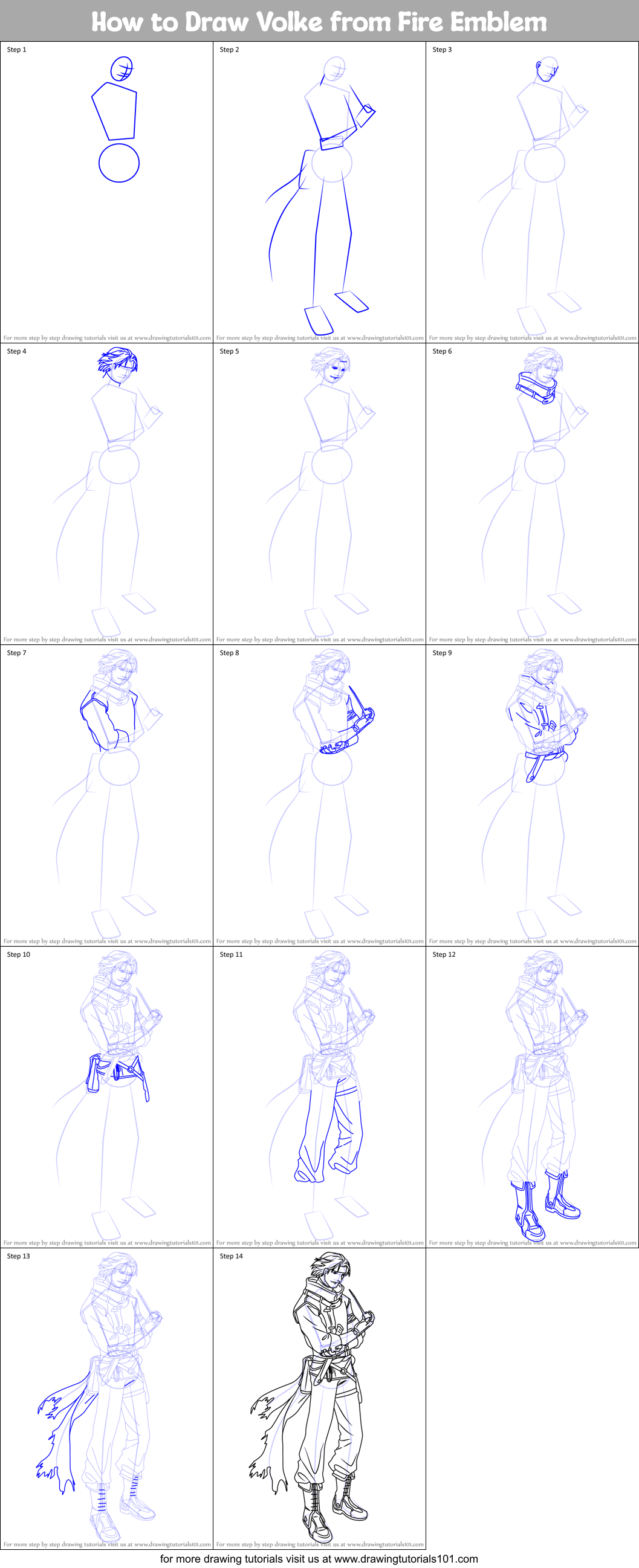 How to Draw Volke from Fire Emblem Printable Step by Step