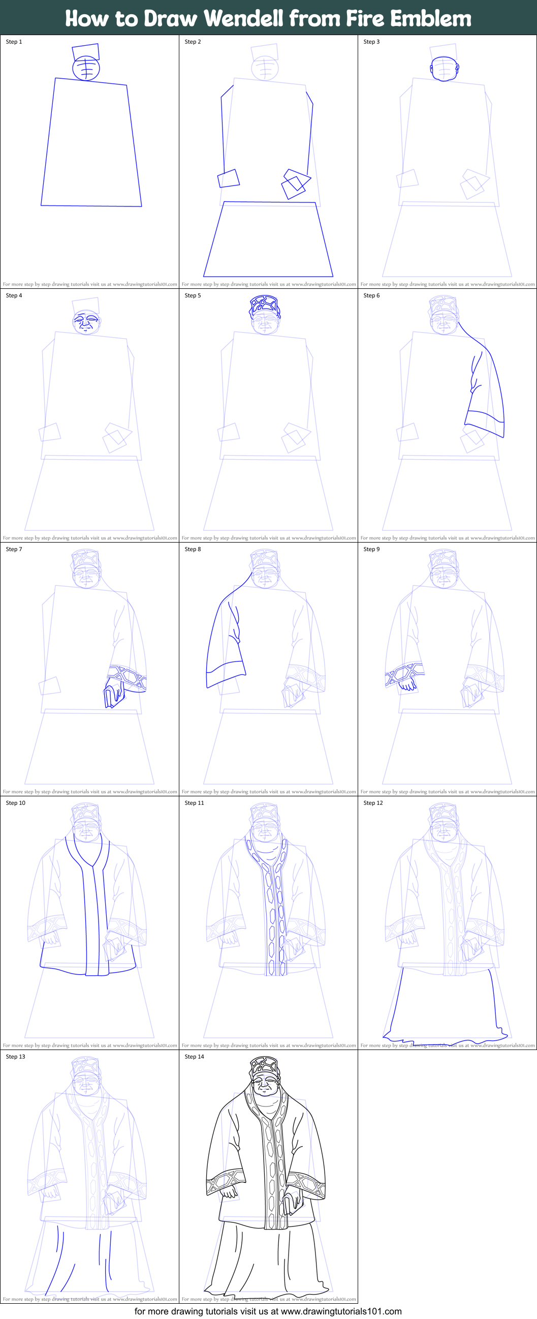 How to Draw Wendell from Fire Emblem Printable Step by Step