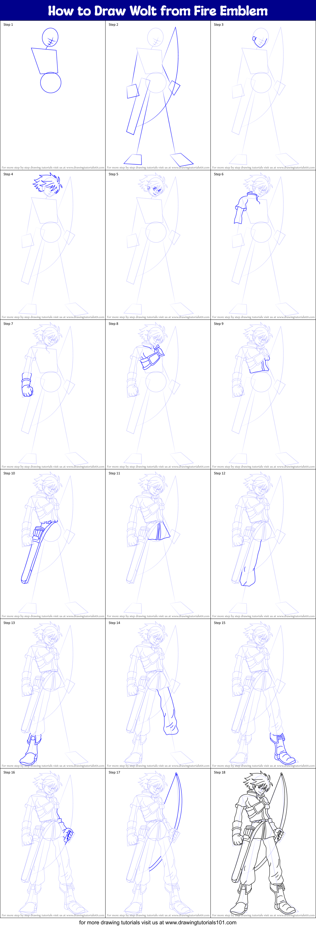 How to Draw Wolt from Fire Emblem Printable Step by Step