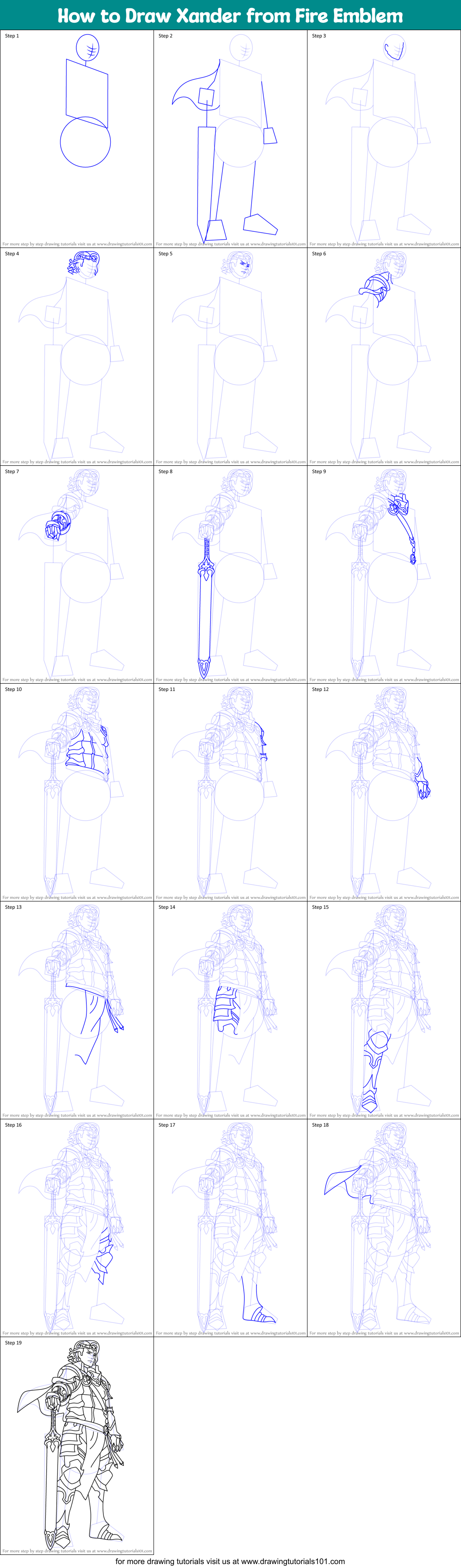How to Draw Xander from Fire Emblem printable step by step drawing ...
