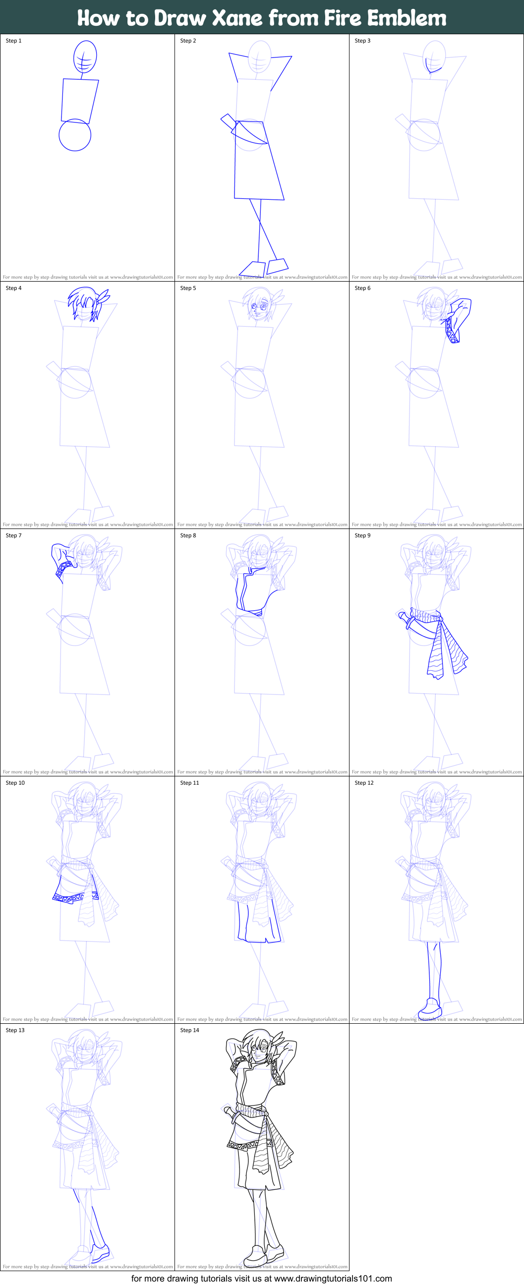 How to Draw Xane from Fire Emblem Printable Step by Step