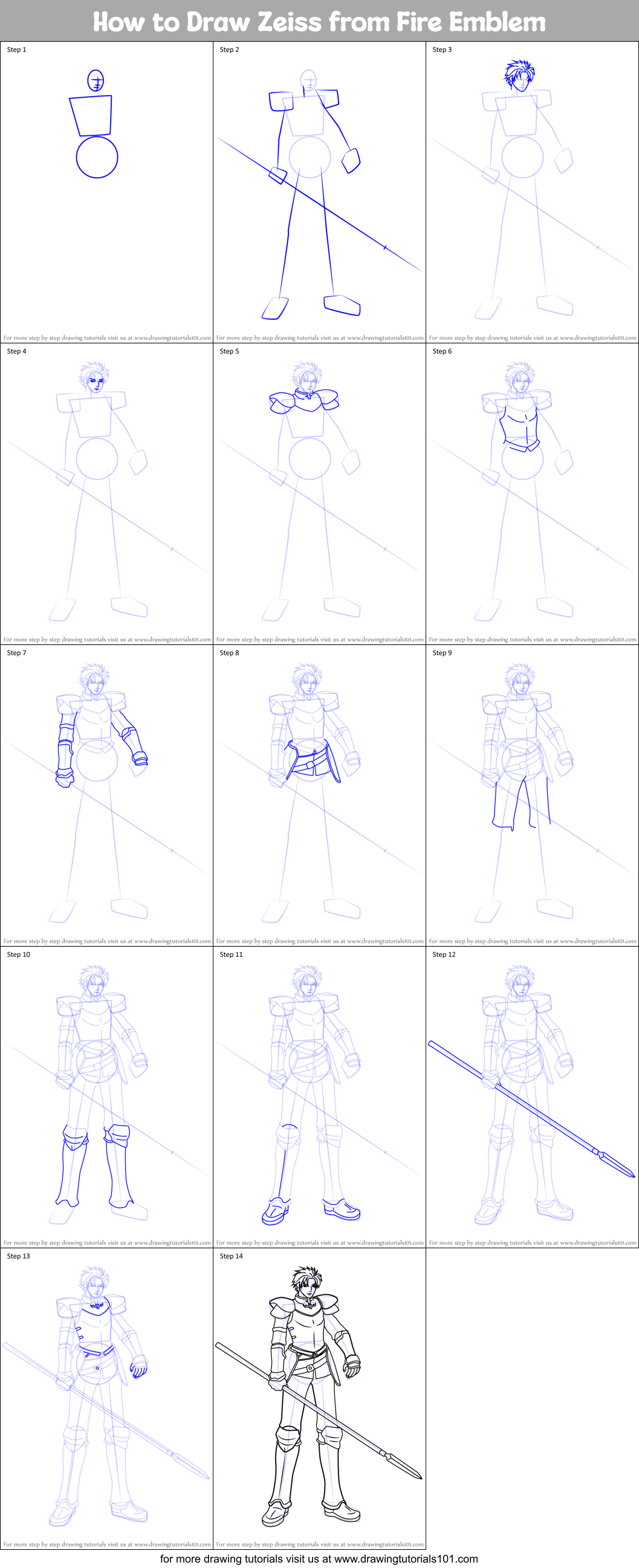 How to Draw Zeiss from Fire Emblem Printable Step by Step
