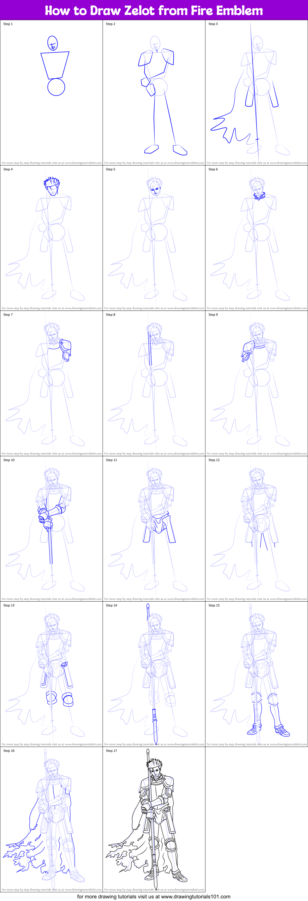 How to Draw Zelot from Fire Emblem Printable Step by Step