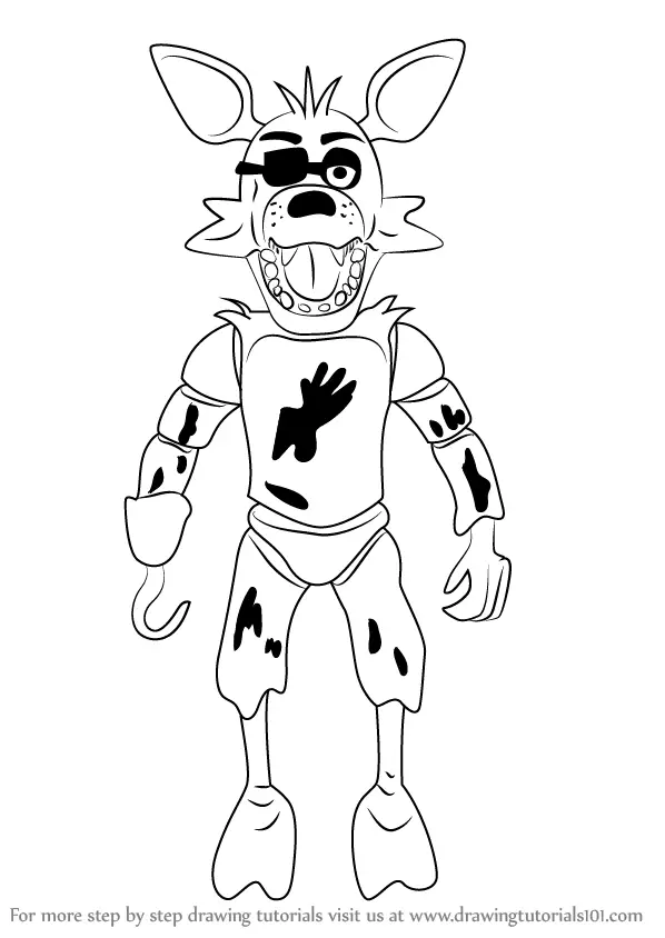 Learn How To Draw Foxy From Five Nights At Freddys Five - fnaf foxy drawing easy