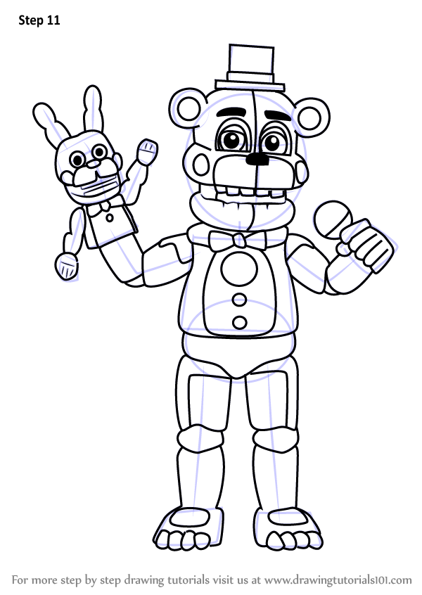 Step By Step How To Draw Funtime Freddy From Five Nights At Freddys