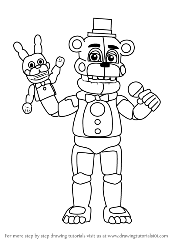 Learn How to Draw Funtime Freddy from Five Nights at Freddy's (Five