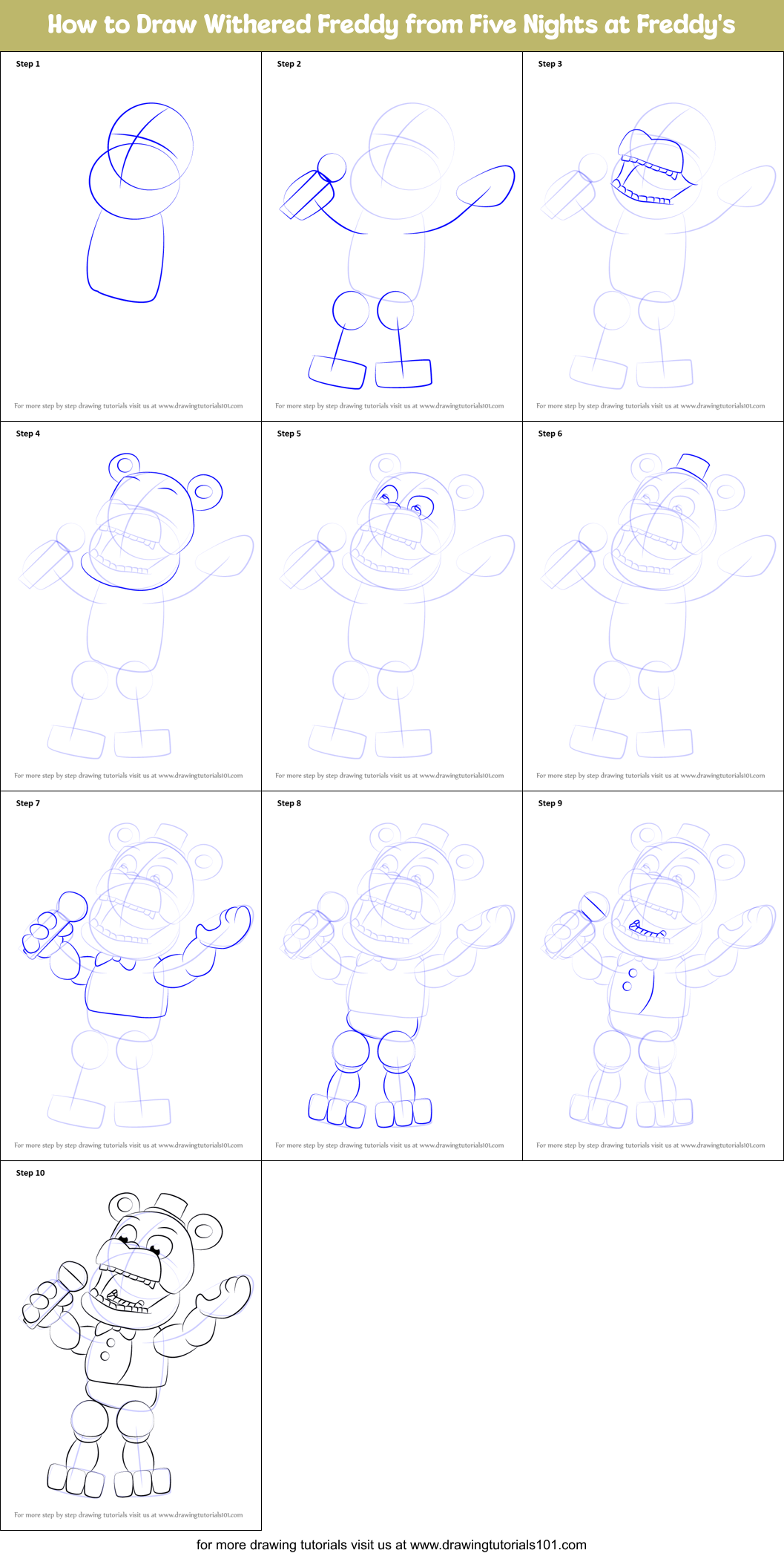 How To Draw Withered Freddy From Five Nights At Freddy S Printable