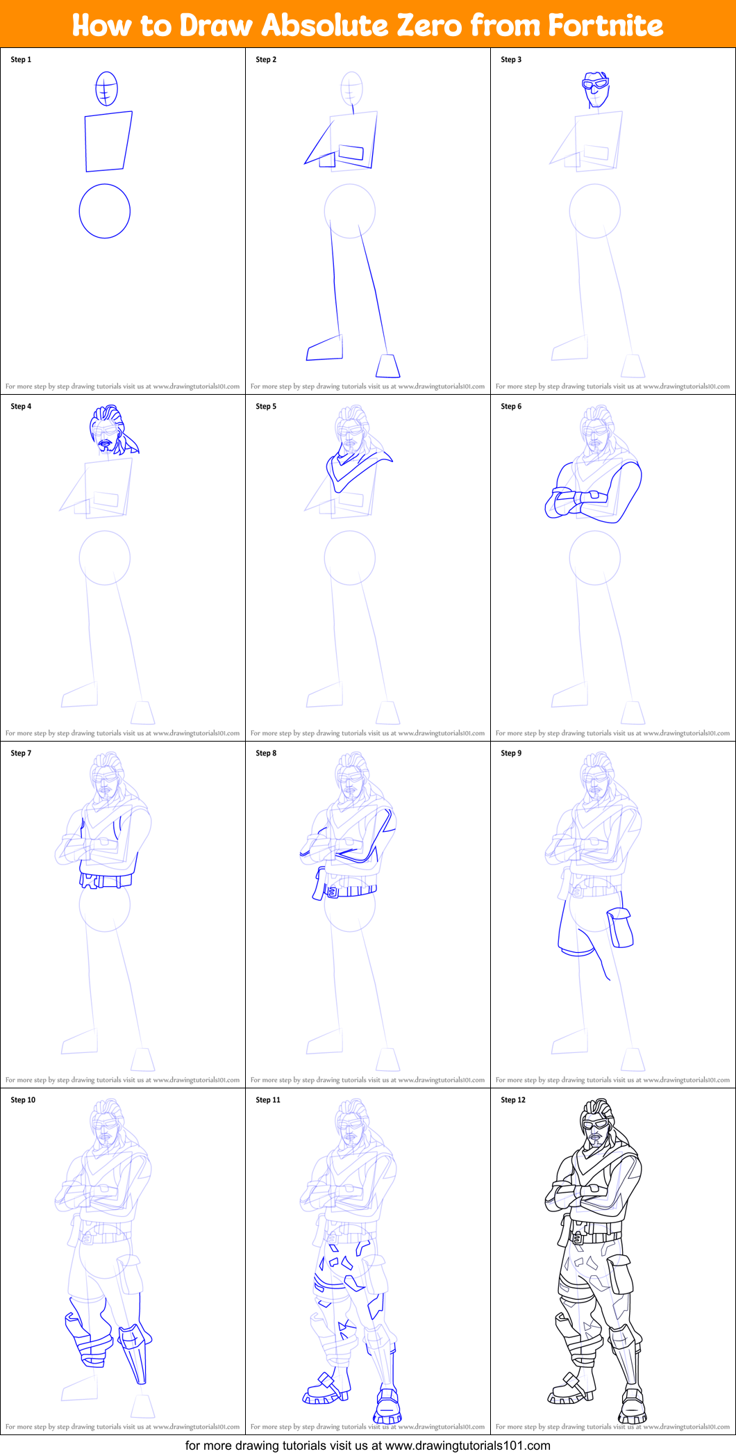 How to Draw Absolute Zero from Fortnite Printable Step by Step