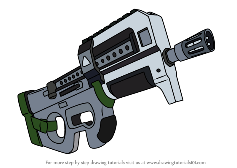 Learn How To Draw Compact Smg From Fortnite Fortnite Step By Step Drawing Tutorials - roblox laser gun tutorial