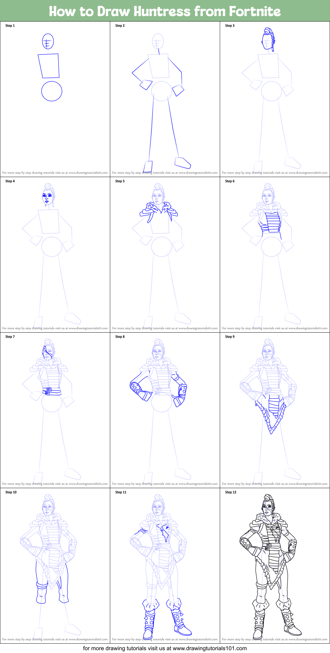 How to Draw Huntress from Fortnite (Fortnite) Step by Step ...