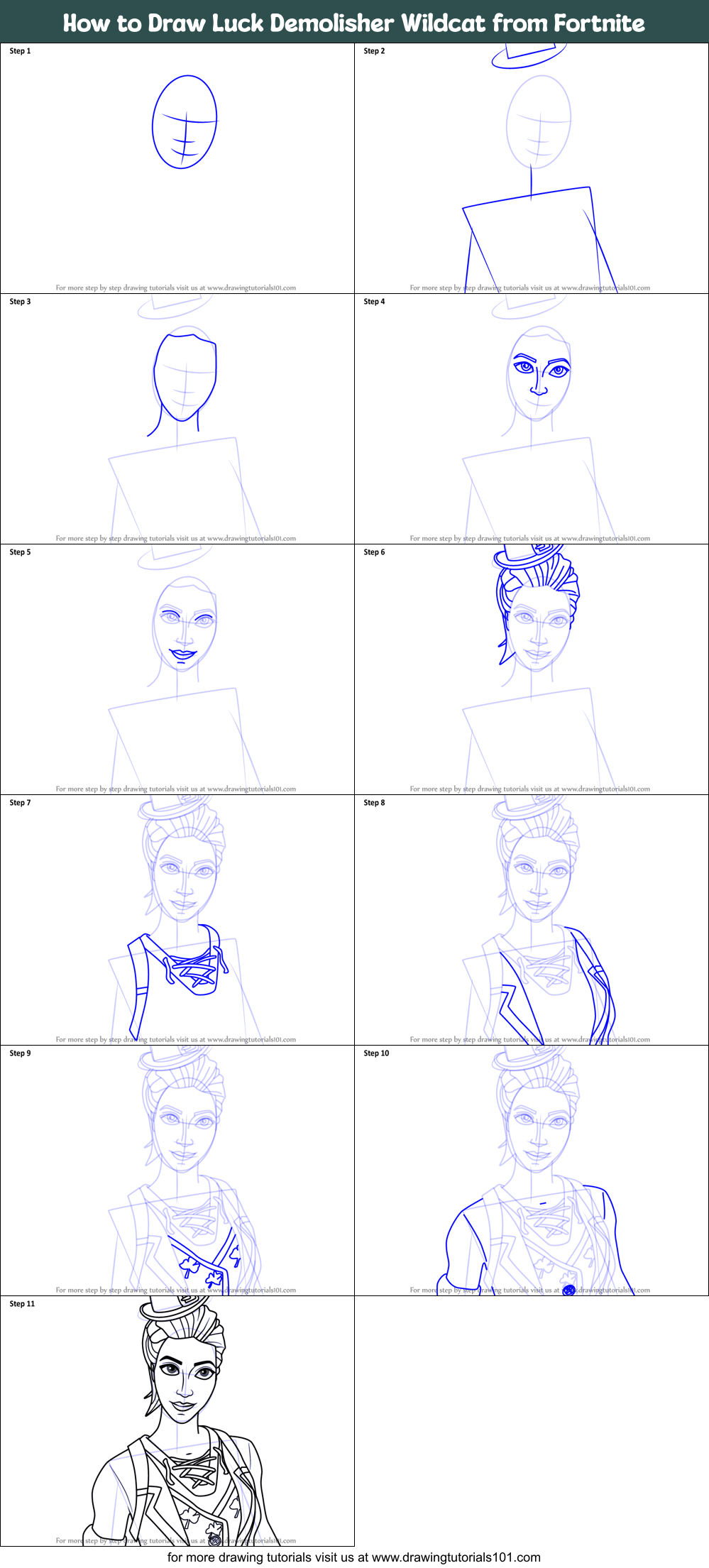 How to Draw Luck Demolisher Wildcat from Fortnite Printable Step by Step