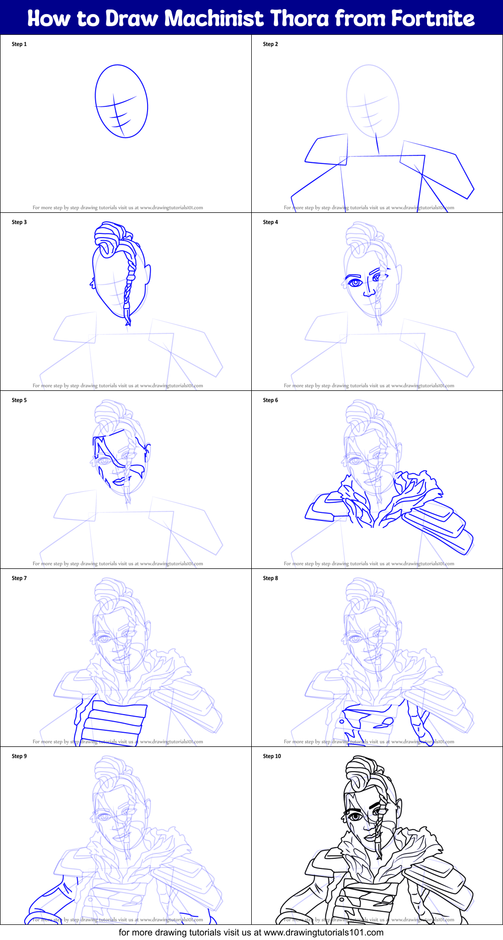 How to Draw Machinist Thora from Fortnite Printable Step by Step