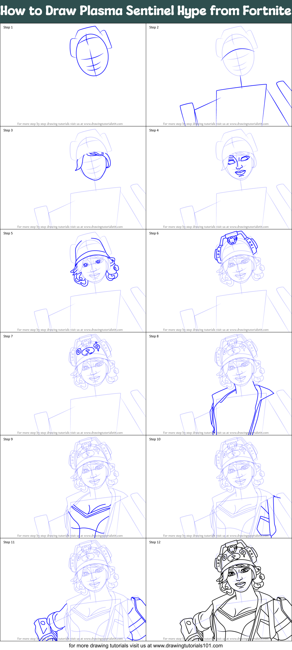 How to Draw Plasma Sentinel Hype from Fortnite Printable Step by Step