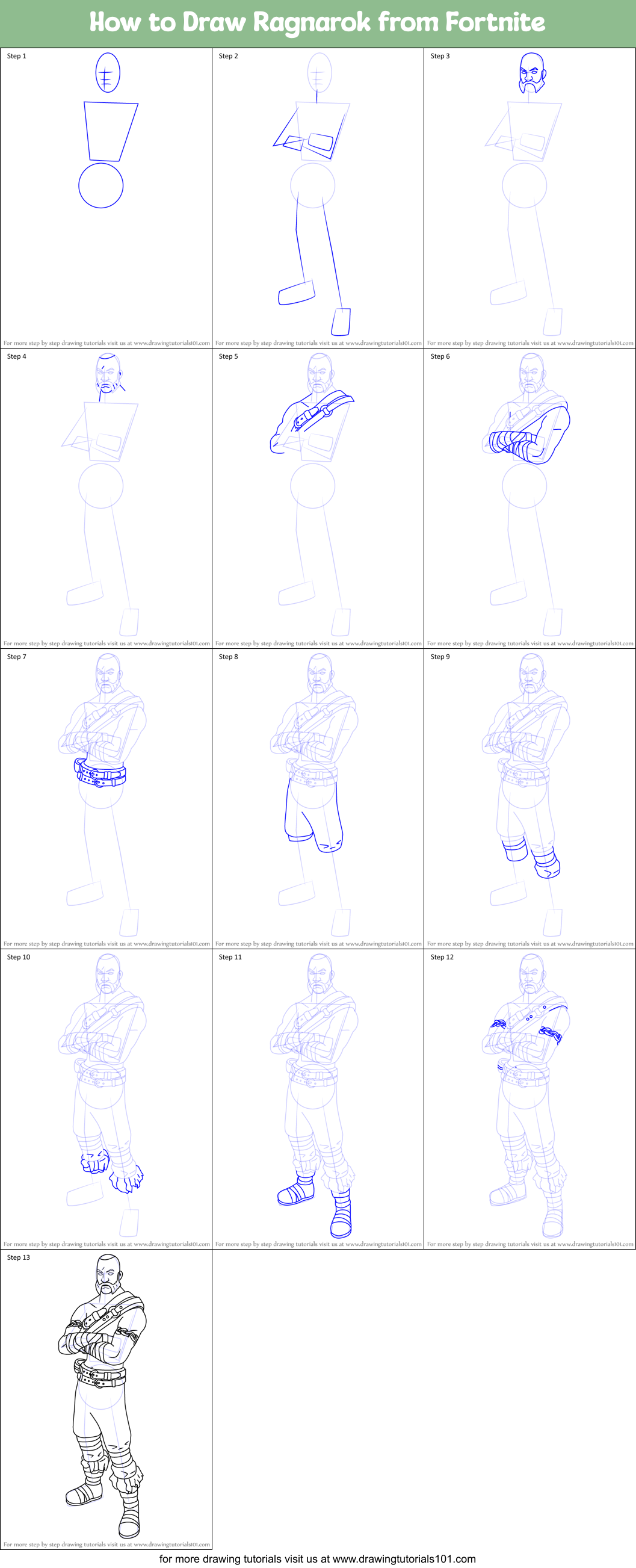 How to Draw Ragnarok from Fortnite Printable Step by Step