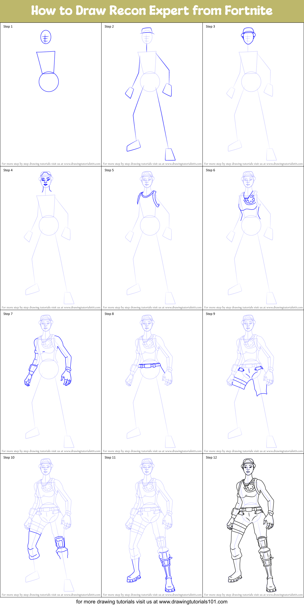 How to Draw Recon Expert from Fortnite Printable Step by Step
