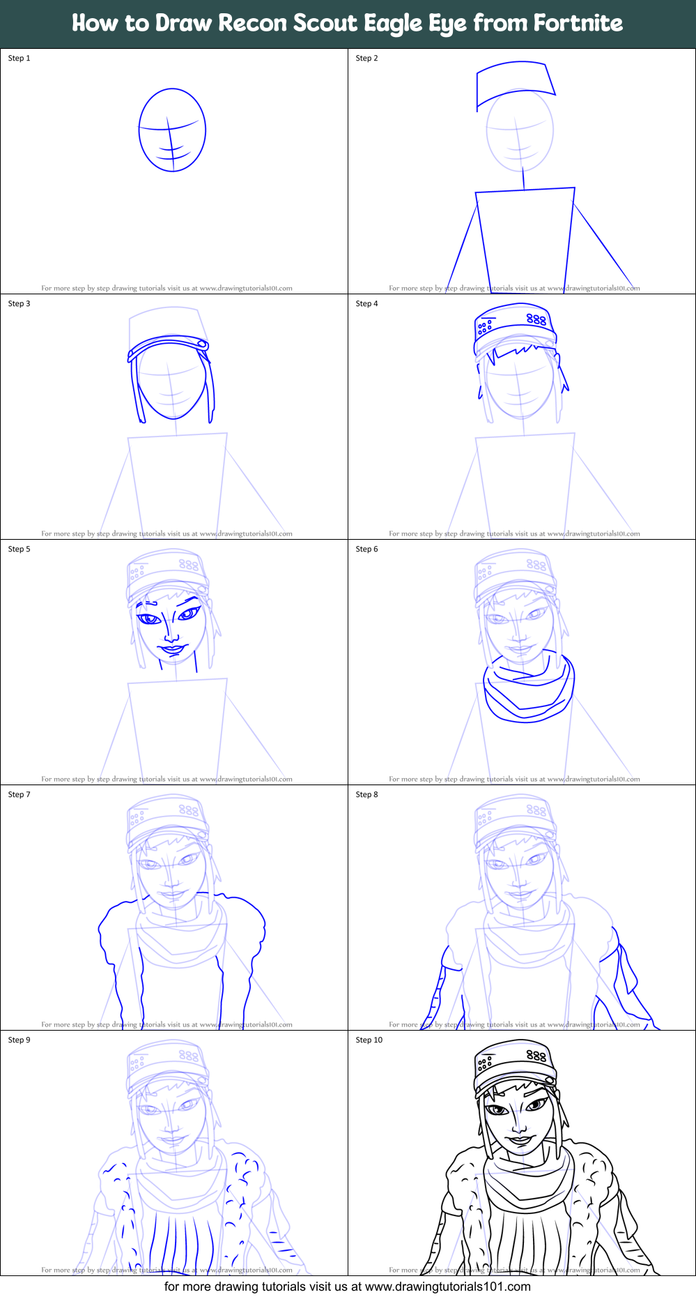 How to Draw Recon Scout Eagle Eye from Fortnite Printable Step by Step