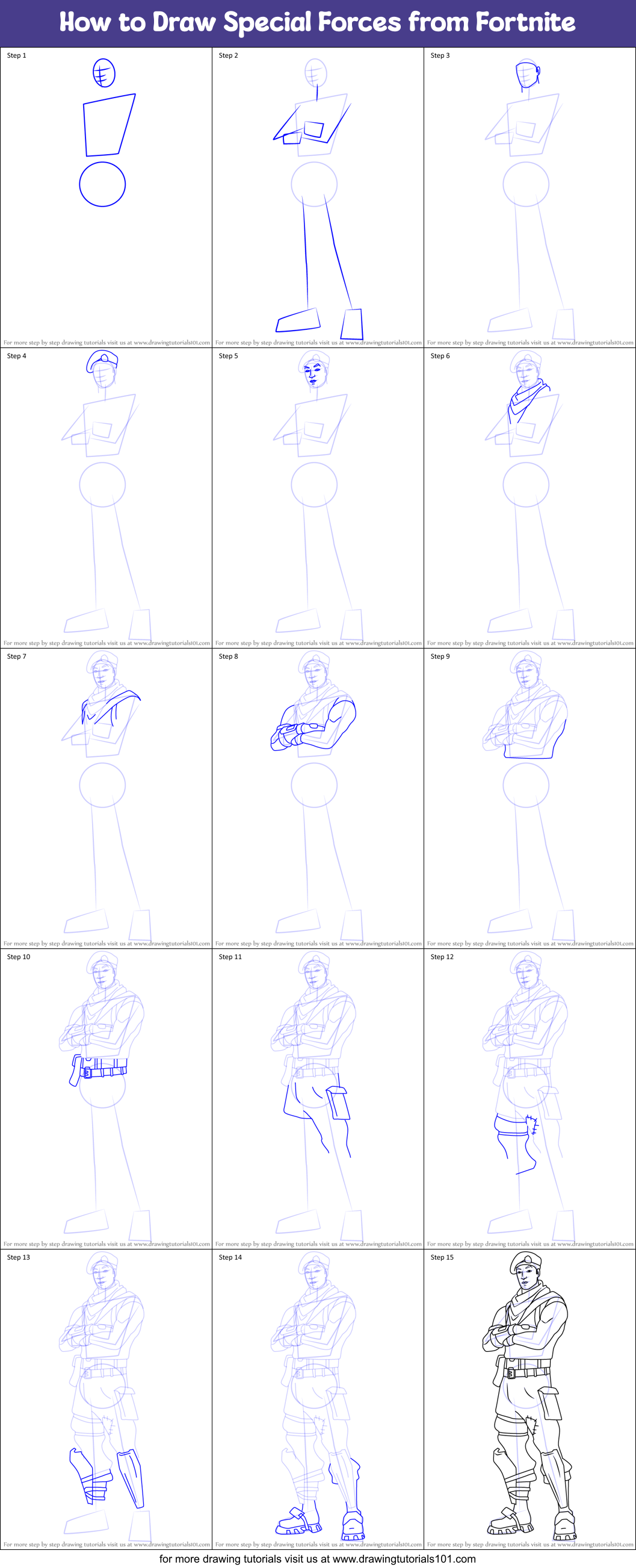 How to Draw Special Forces from Fortnite Printable Step by Step
