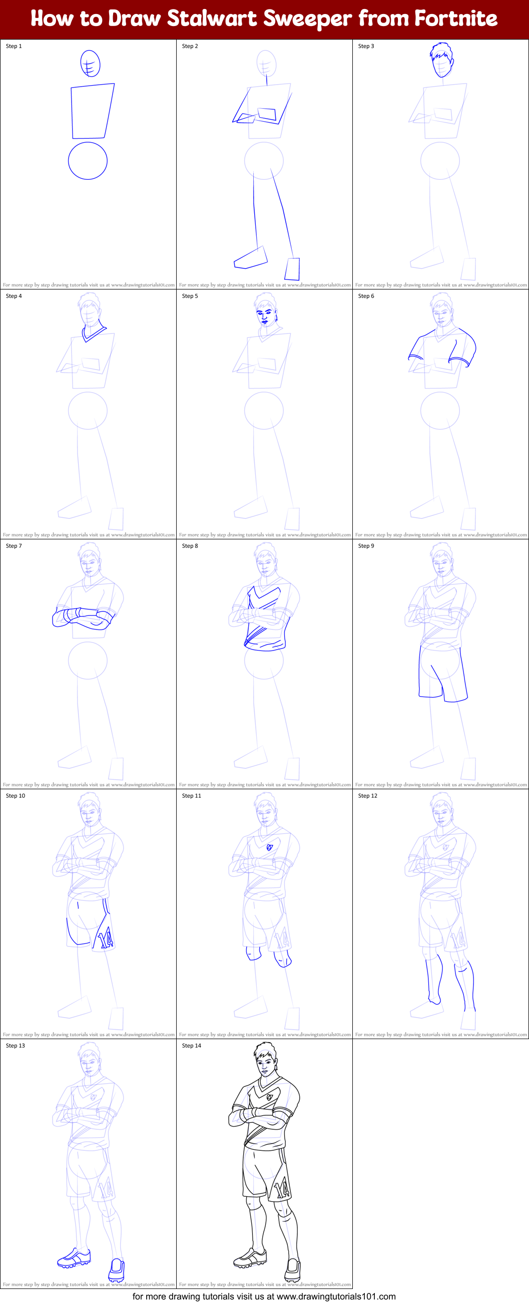 How to Draw Stalwart Sweeper from Fortnite Printable Step by Step