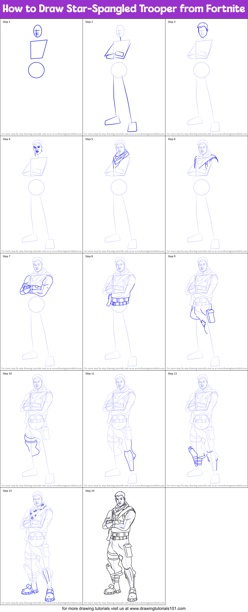 How to Draw Star-Spangled Trooper from Fortnite printable step by step ...