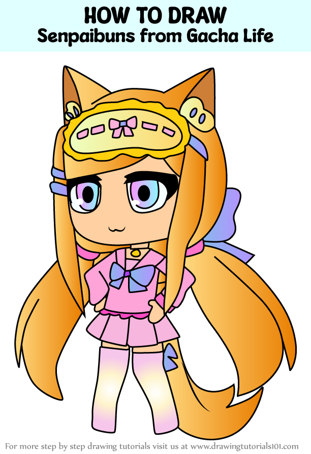 How to Draw Senpaibuns from Gacha Life (Gacha Life) Step by Step