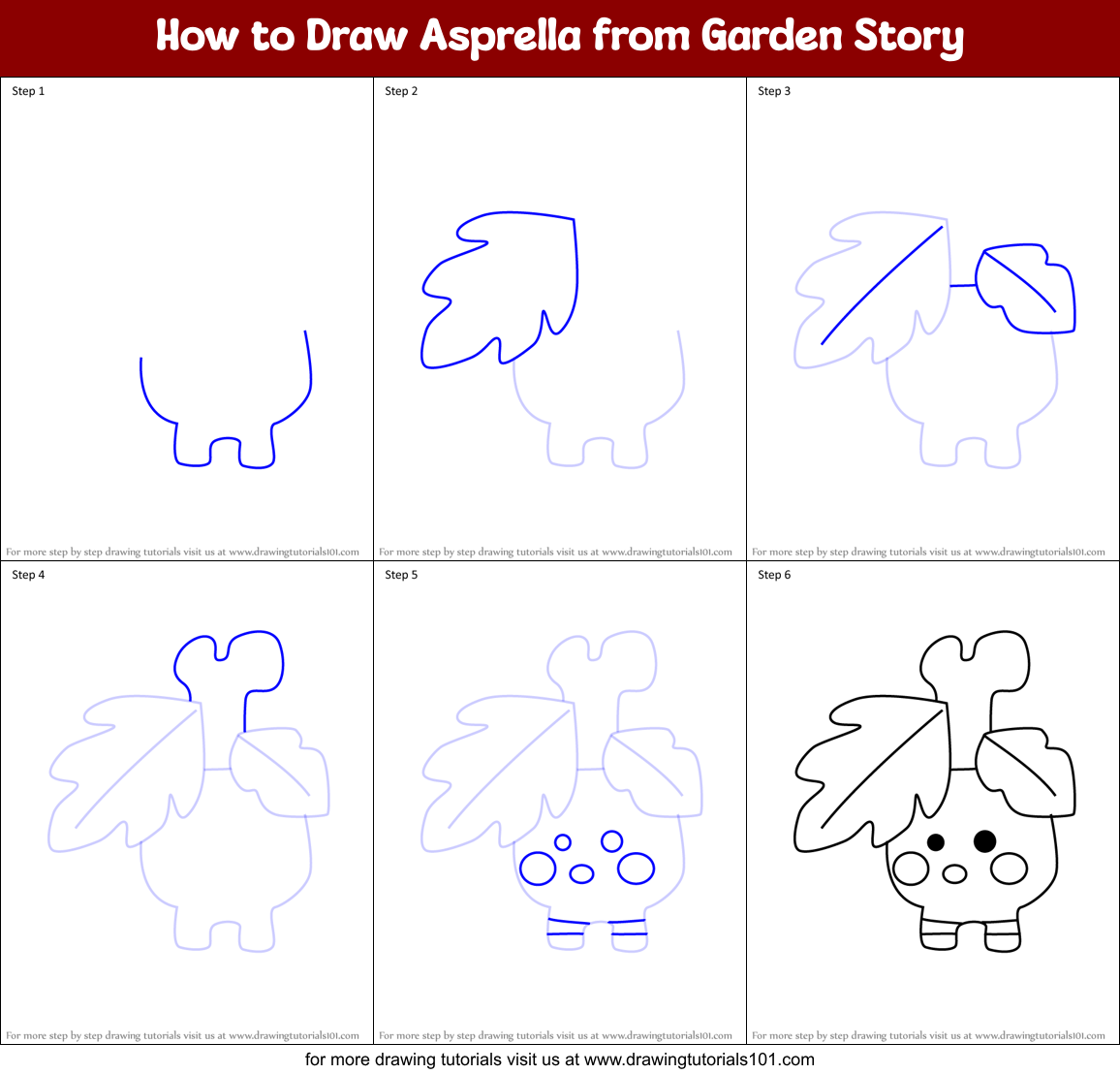How to Draw Asprella from Garden Story Printable Step by Step