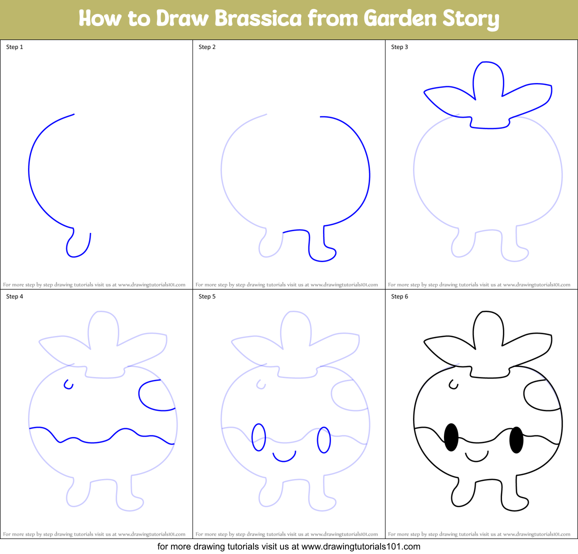 How to Draw Brassica from Garden Story Printable Step by Step