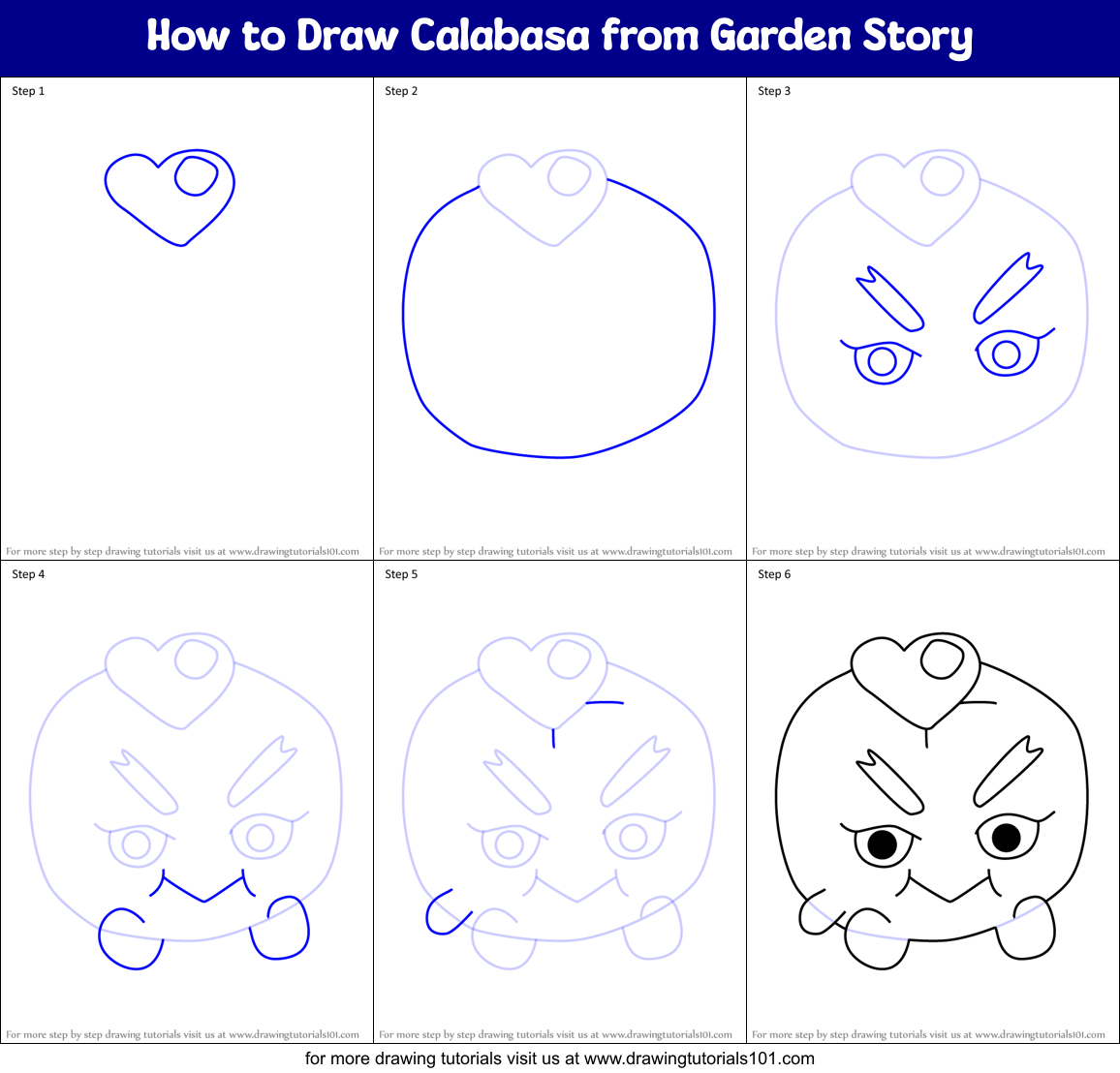 How to Draw Calabasa from Garden Story Printable Step by Step