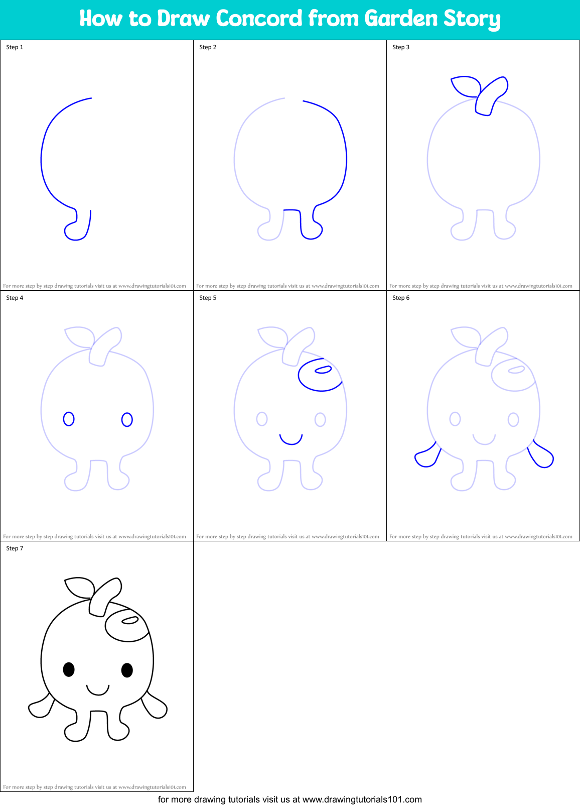 How to Draw Concord from Garden Story Printable Step by Step