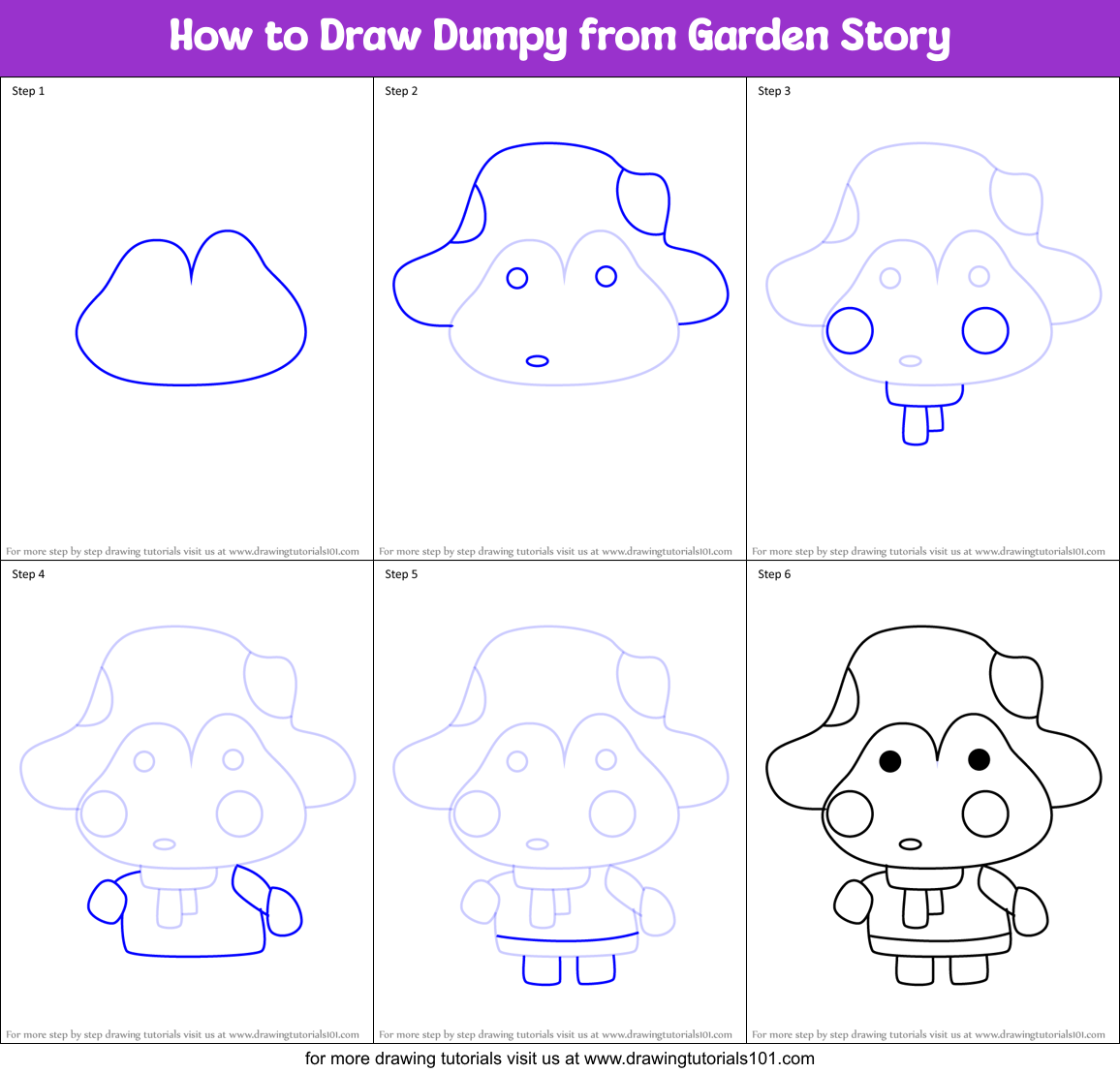 How to Draw Dumpy from Garden Story Printable Step by Step