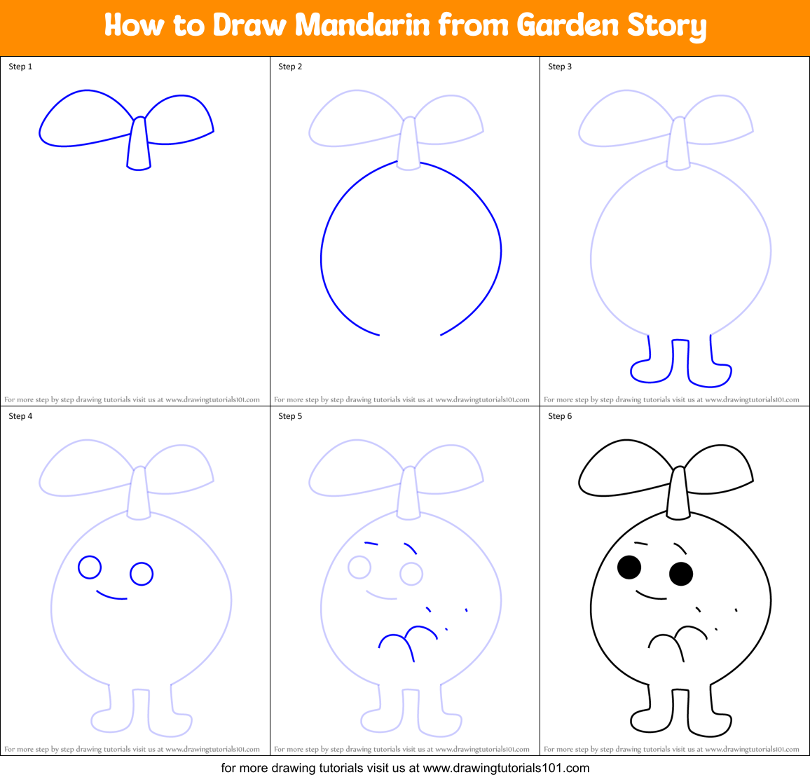 How to Draw Mandarin from Garden Story Printable Step by Step