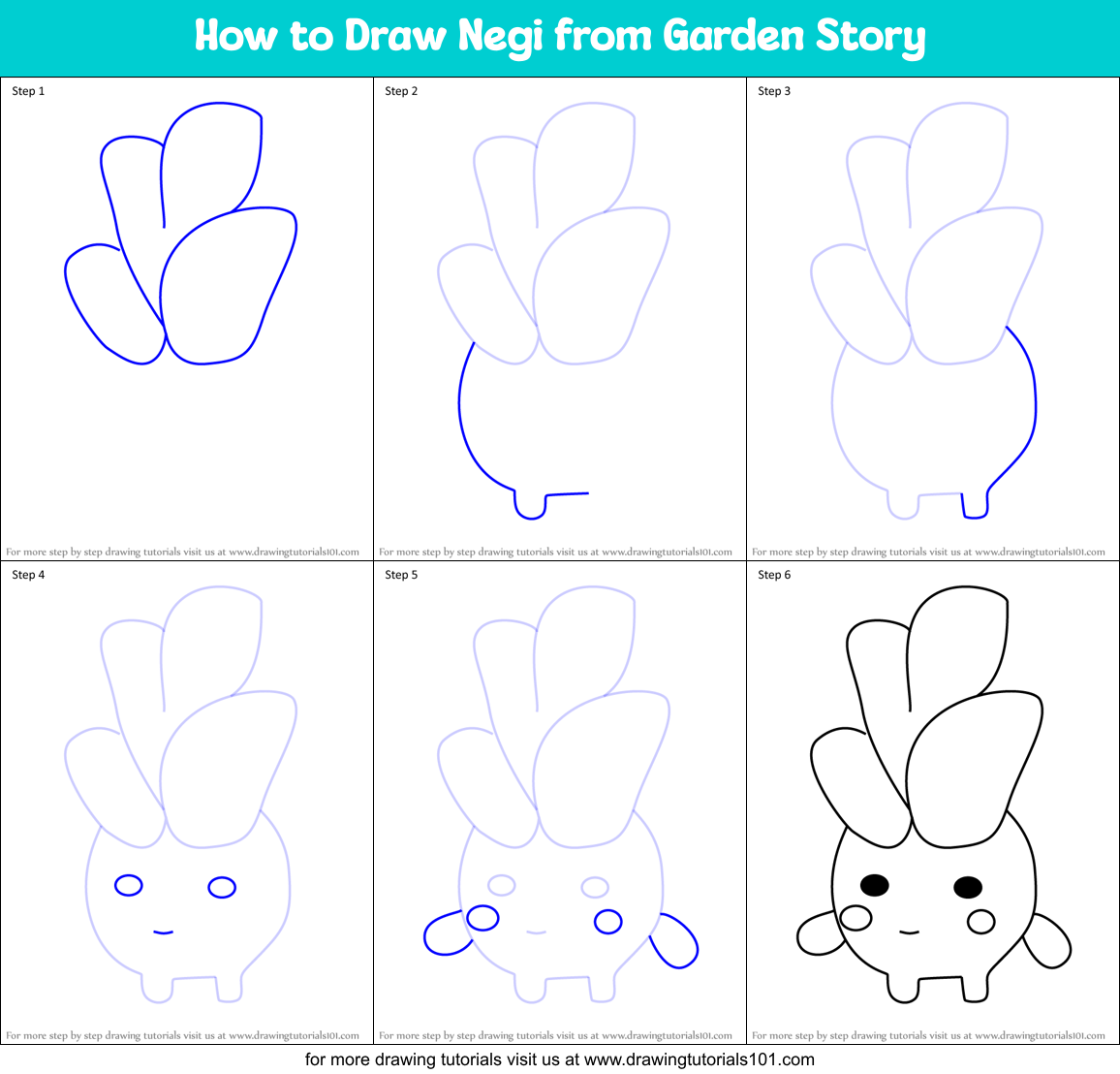 How to Draw Negi from Garden Story Printable Step by Step