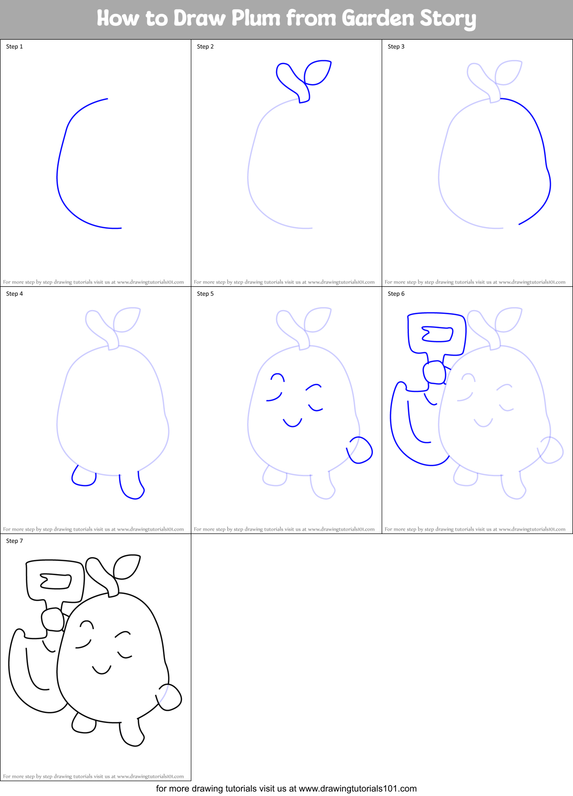 How to Draw Plum from Garden Story Printable Step by Step