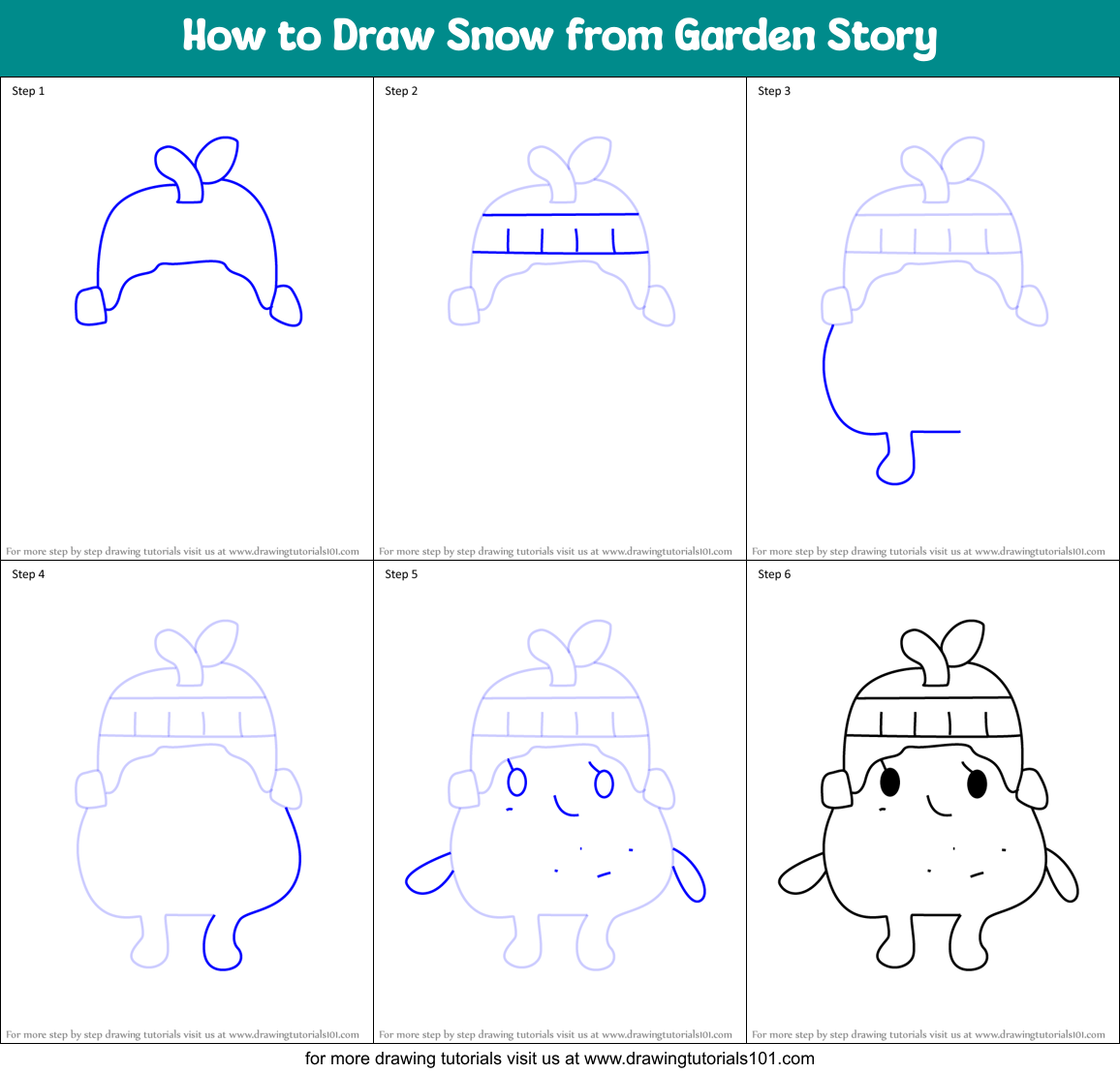 How to Draw Snow from Garden Story Printable Step by Step