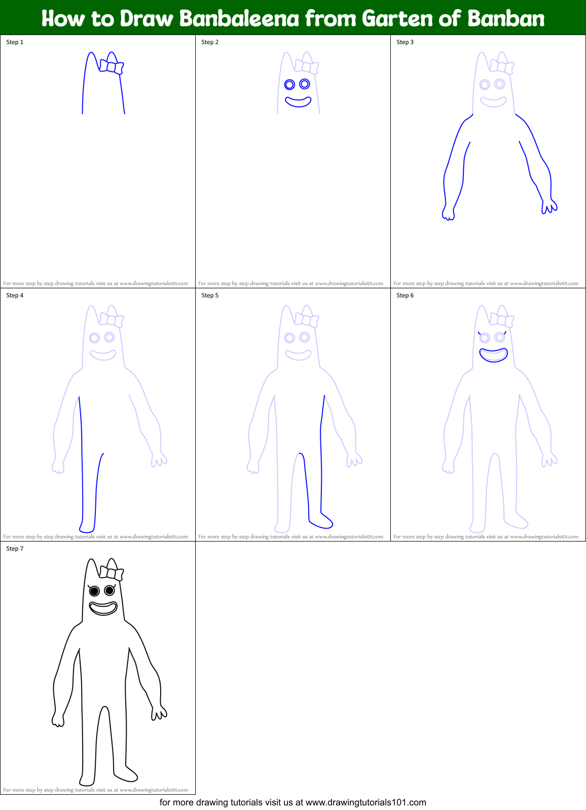 How to Draw Banbaleena from Garten of Banban Printable Step by Step