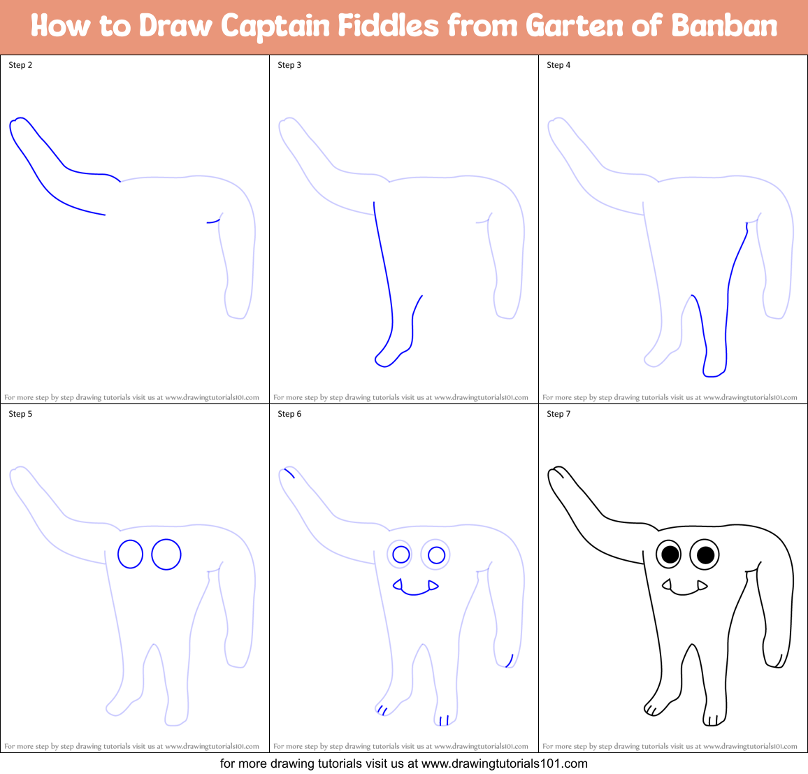 How to Draw Captain Fiddles from Garten of Banban Printable Step by Step
