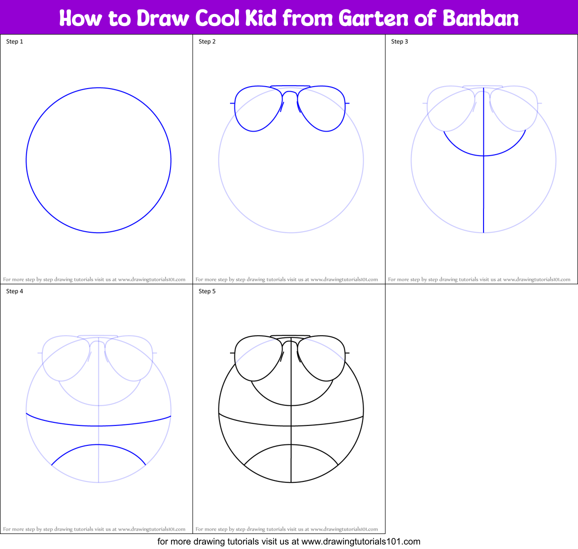 How to Draw Cool Kid from Garten of Banban Printable Step by Step