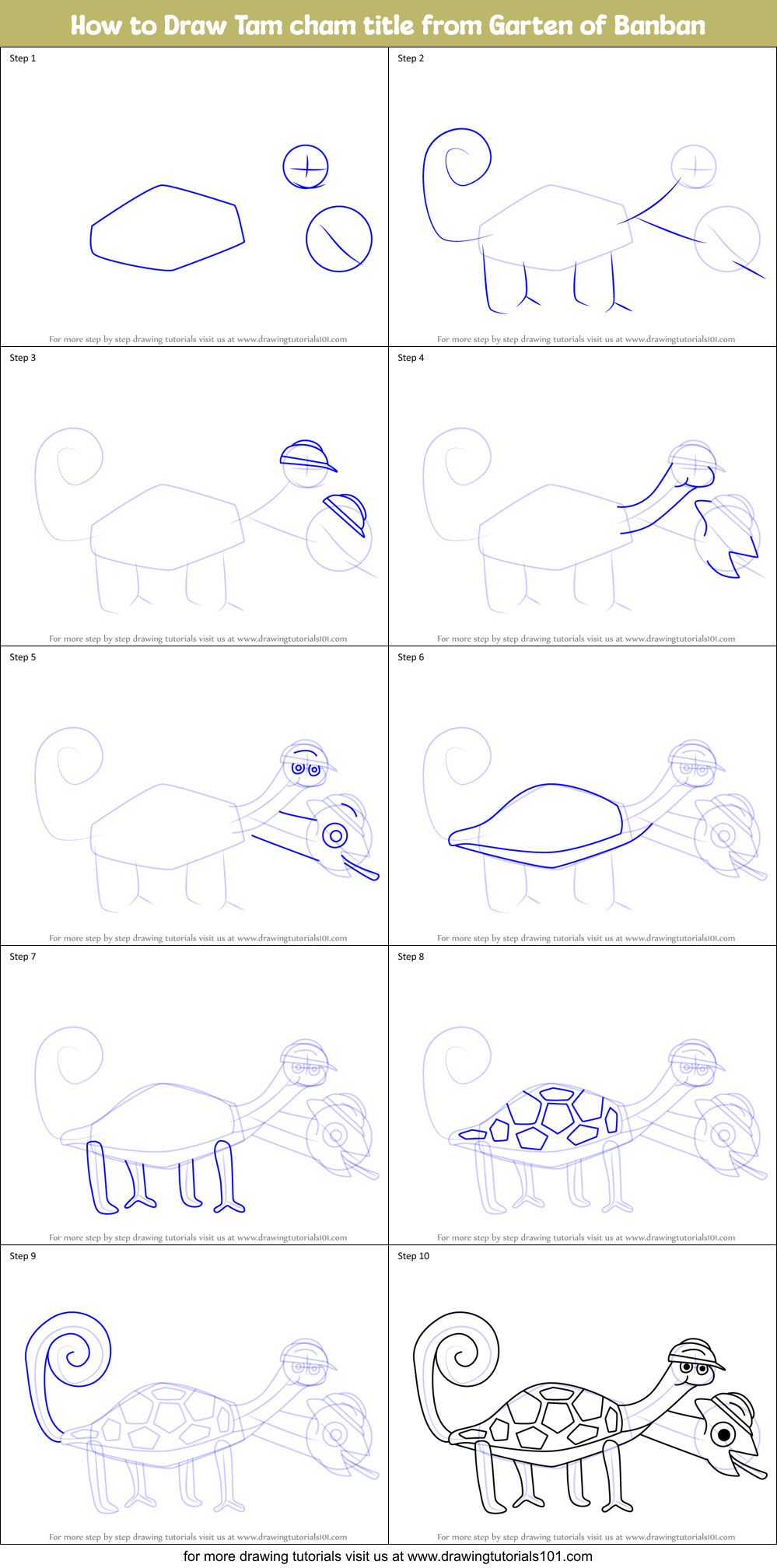 How to Draw Tam cham title from Garten of Banban Printable Step by Step