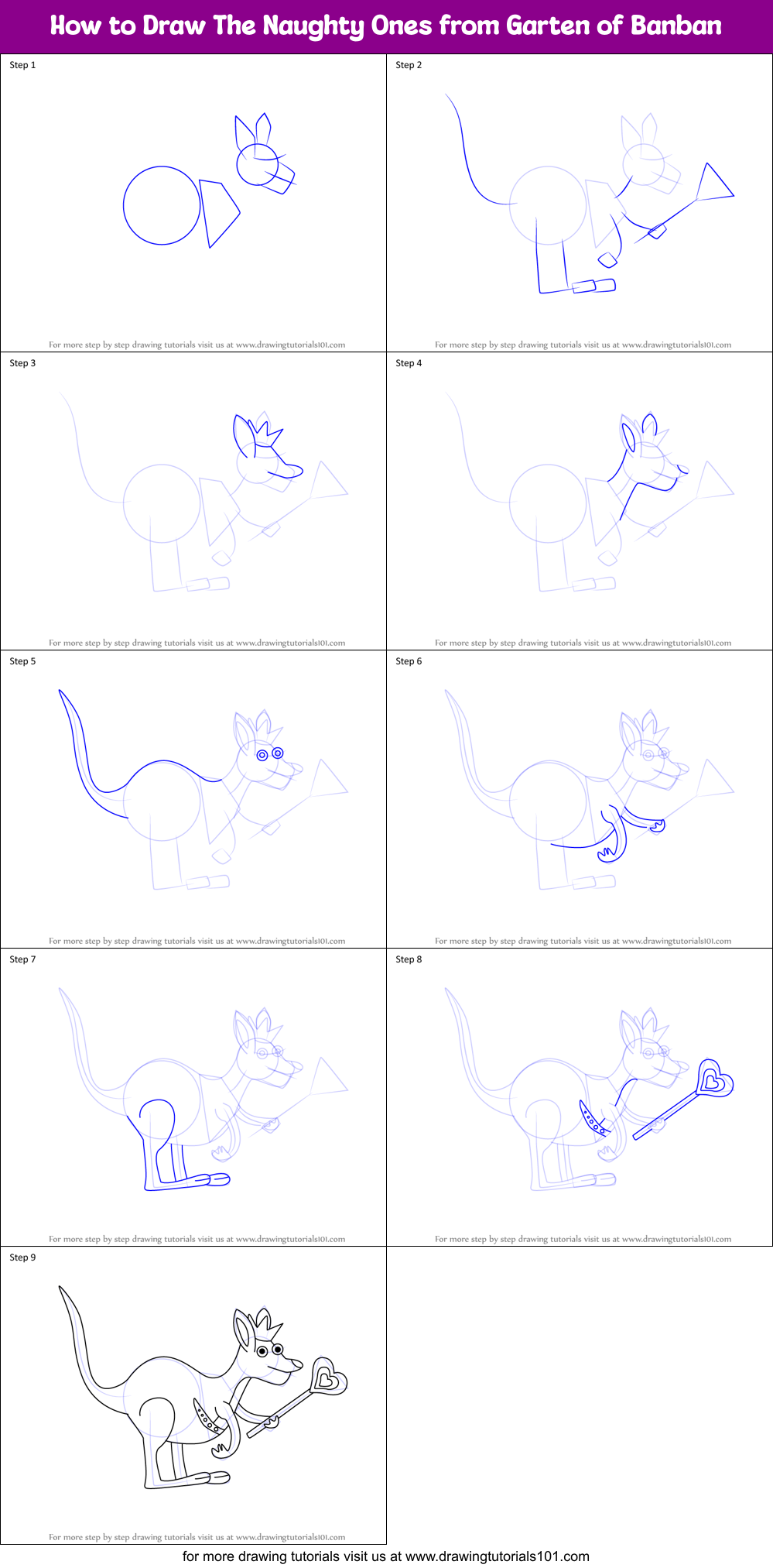 How to Draw The Naughty Ones from Garten of Banban Printable Step by Step
